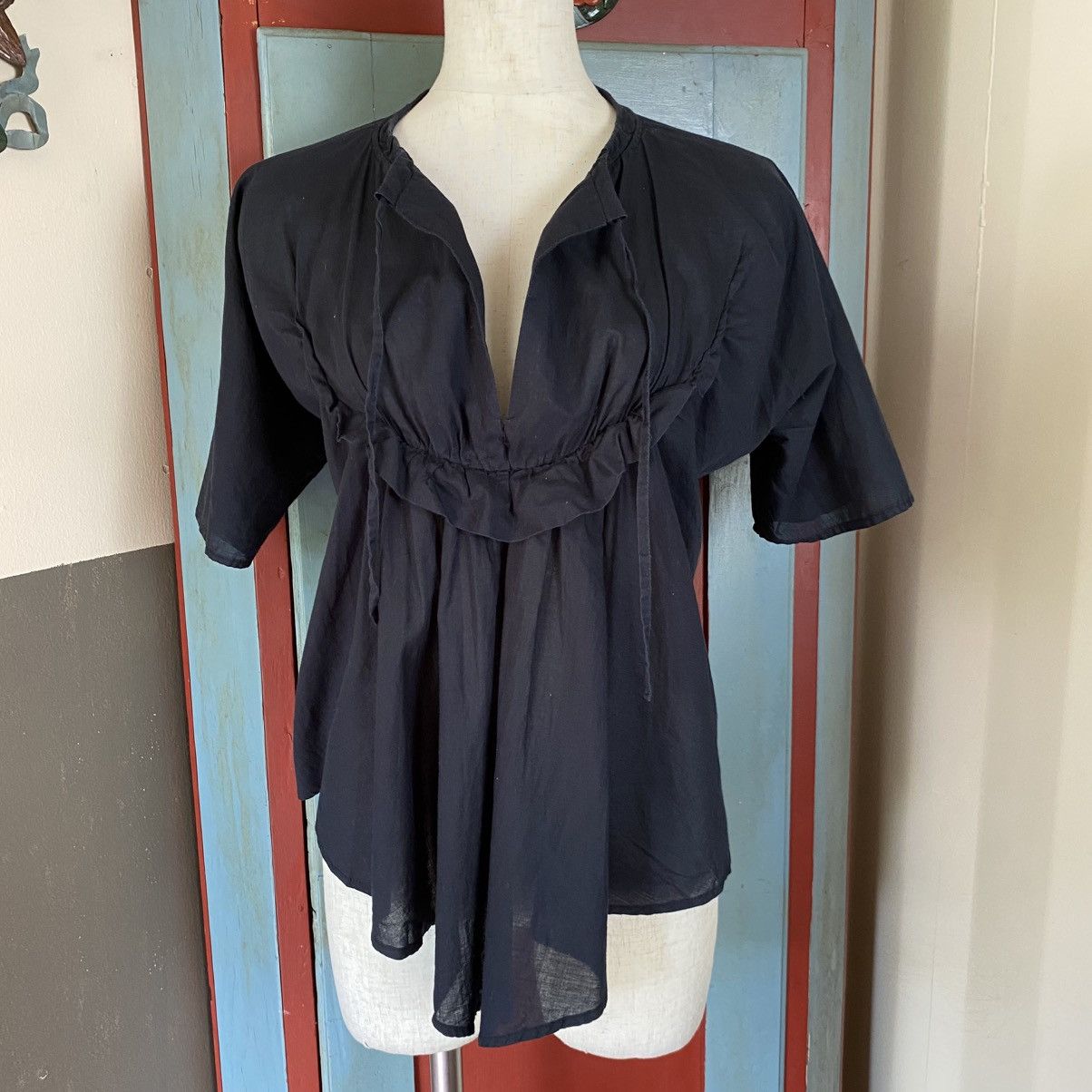 See by Chloe SEE BY CHLOẺ Navy Ruffled Tie-Front Blouse Size S / US 4 / IT 40 - 5 Thumbnail