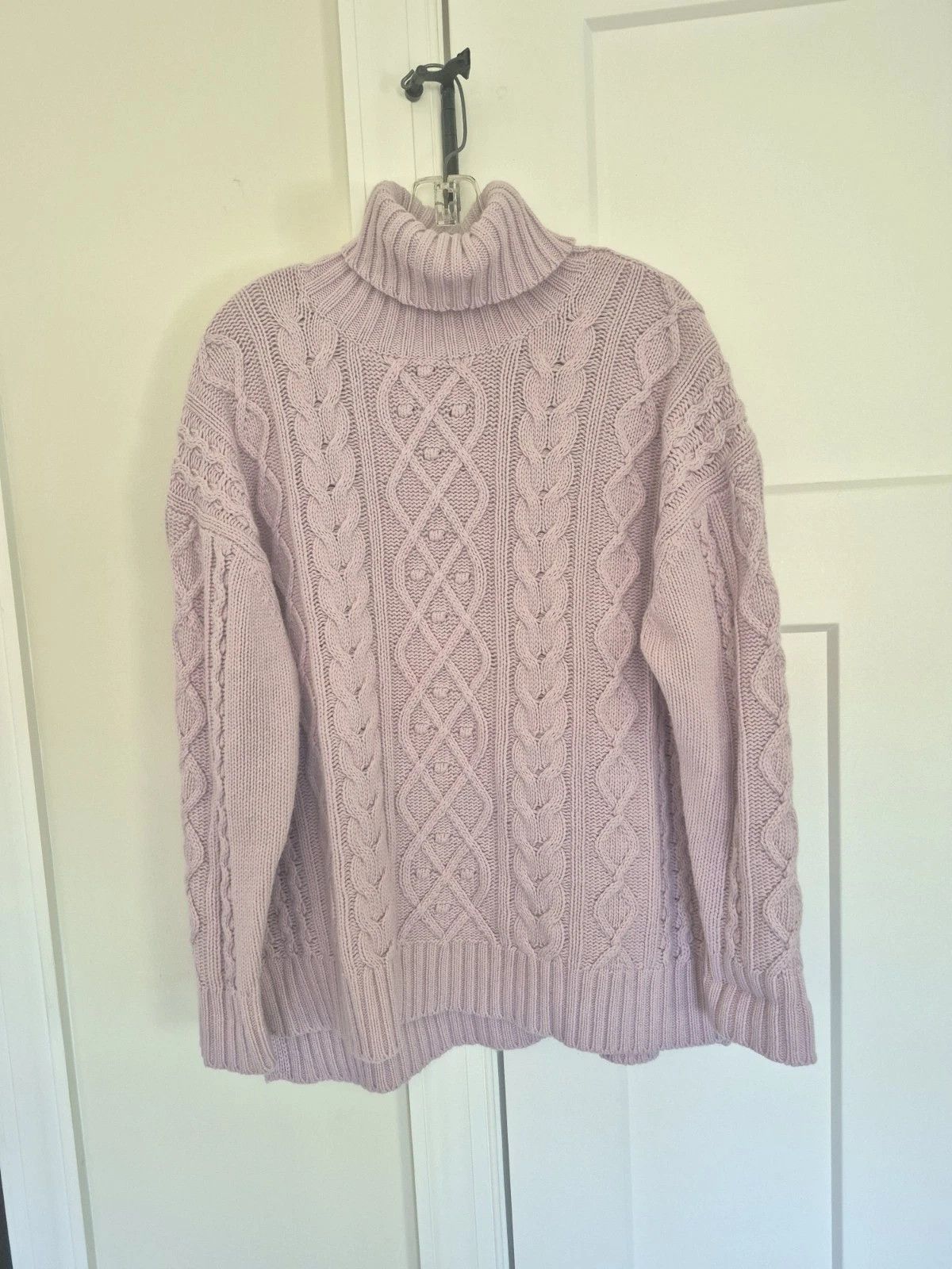 Other Tuckernuck Turtleneck Sweater Lilac Cable Knit Wool Blend Size L / US 10 / IT 46 - 2 Thumbnail