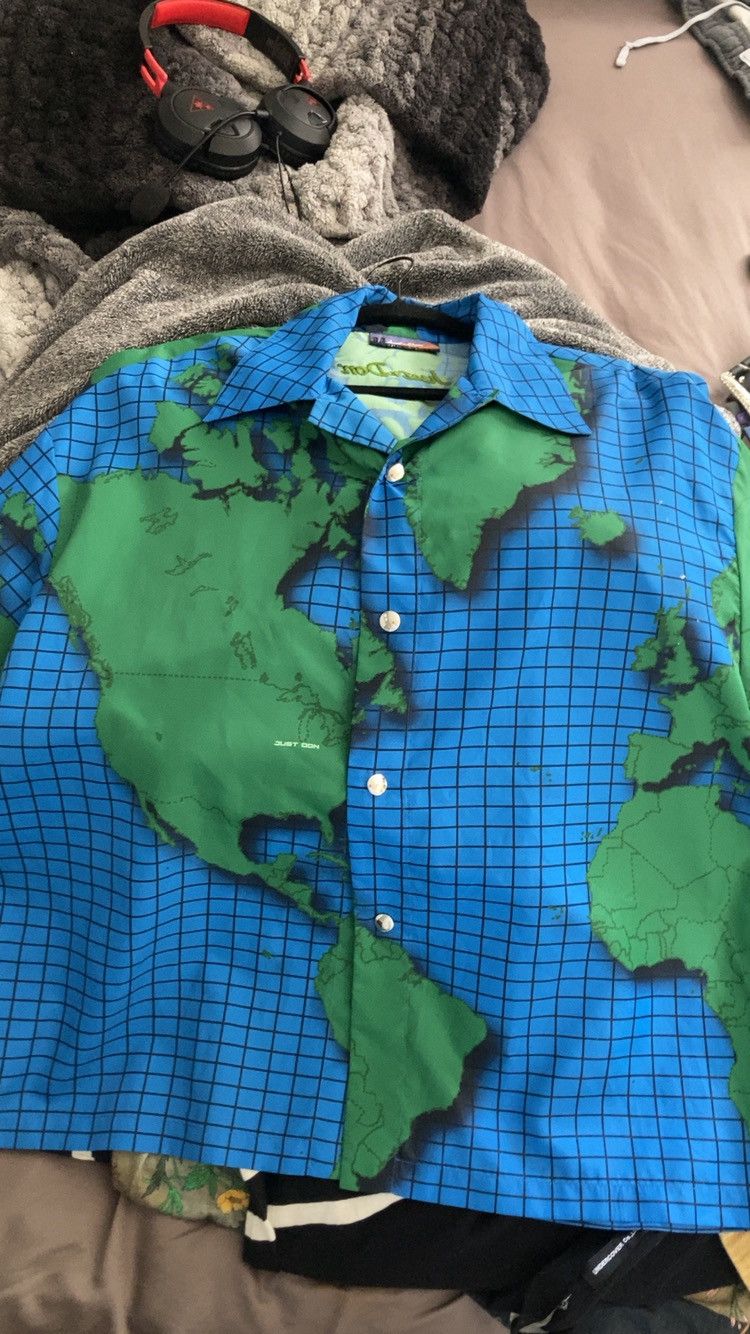 Just Don Just Don "Global Grid" Map Print Snap-Front Shirt Size US M / EU 48-50 / 2 - 4 Thumbnail