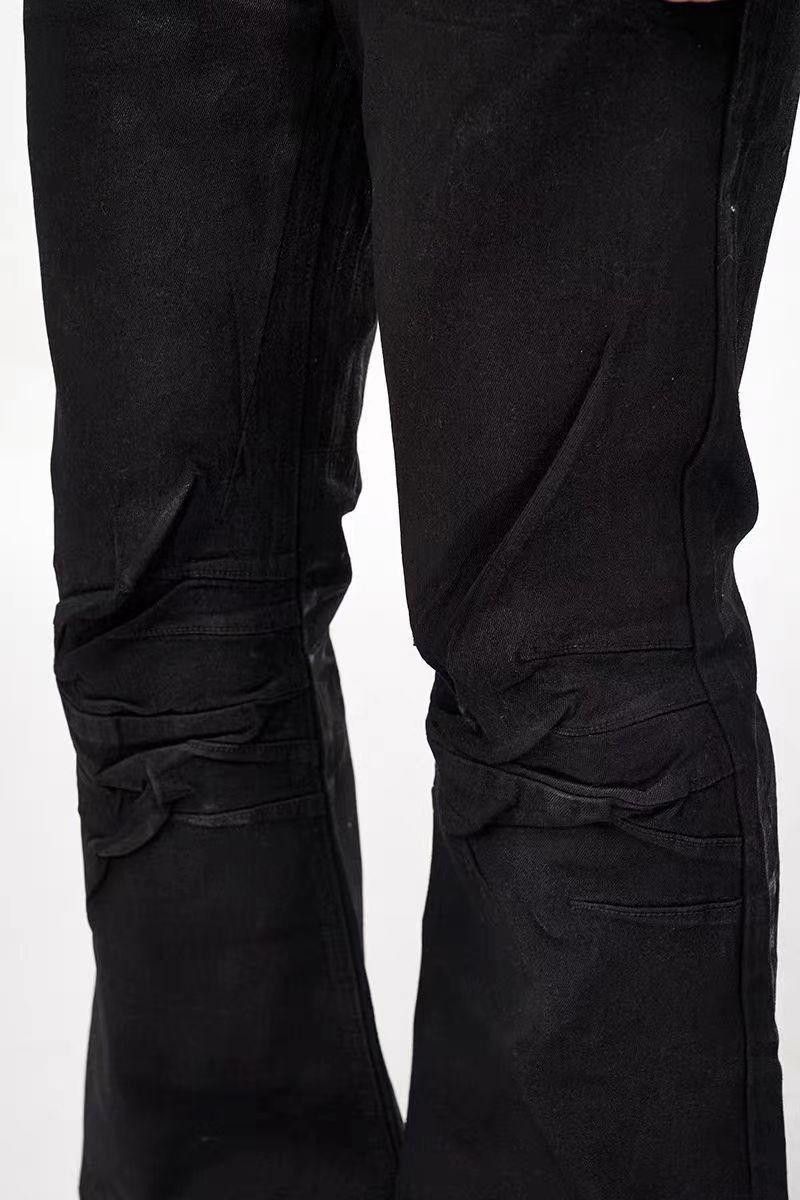 Japanese Brand Wax Coated Stacked Flared Denim Jeans Size US 32 / EU 48 - 6 Thumbnail