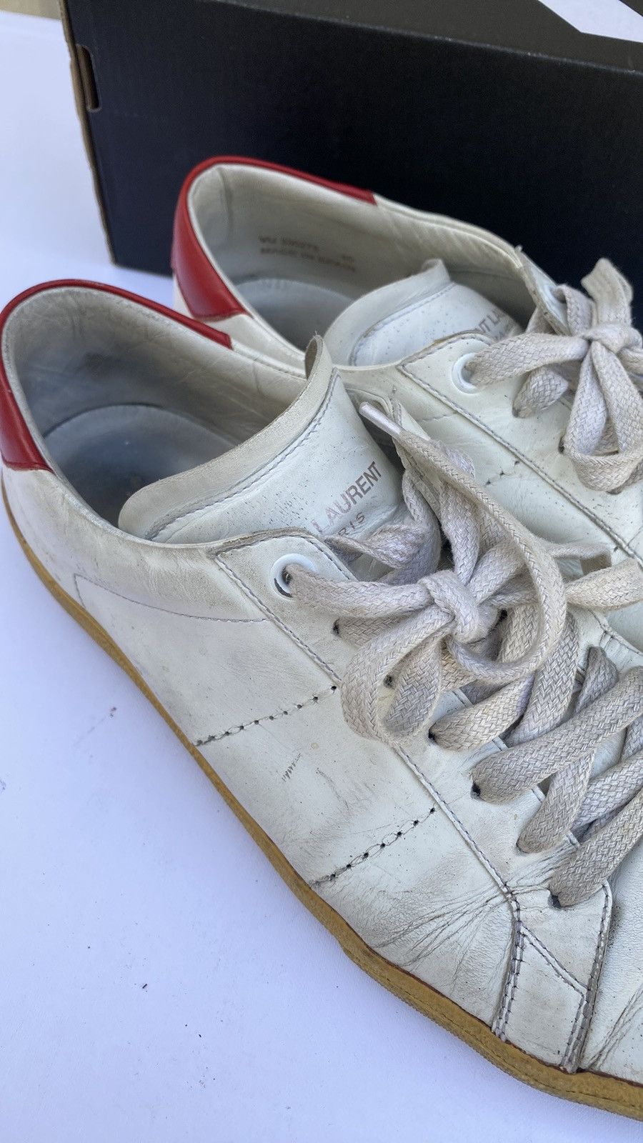 Saint Laurent Paris Saint Laurent Paris white court sneakers EU 40 Size US 10 / EU 43 - 2 Thumbnail