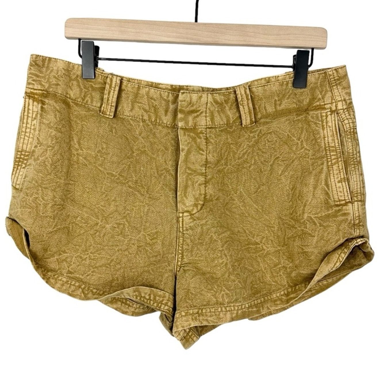 Free People NEW Free People Tan Linen Blend Vintage Wash Shorts Size 10 Size 32" / US 10 / IT 46 - 1 Thumbnail