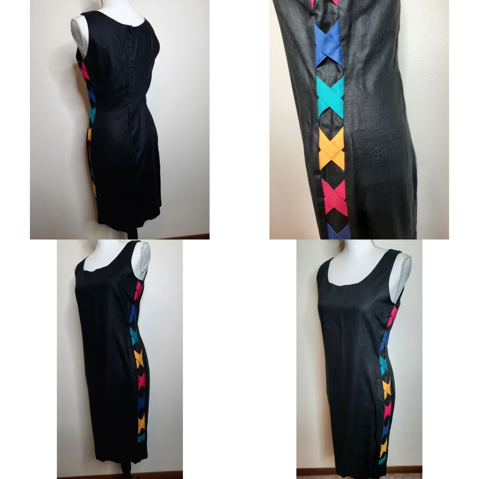 Etro VINTAGE Outlander Linen Retro Little Black Dress Cocktail Size 10 Medium M 90s - Wiggle/Pencil Mod/GoGo 1960s Black Size S/M Couture? Size S / US 4 / IT 40 - 8 Thumbnail
