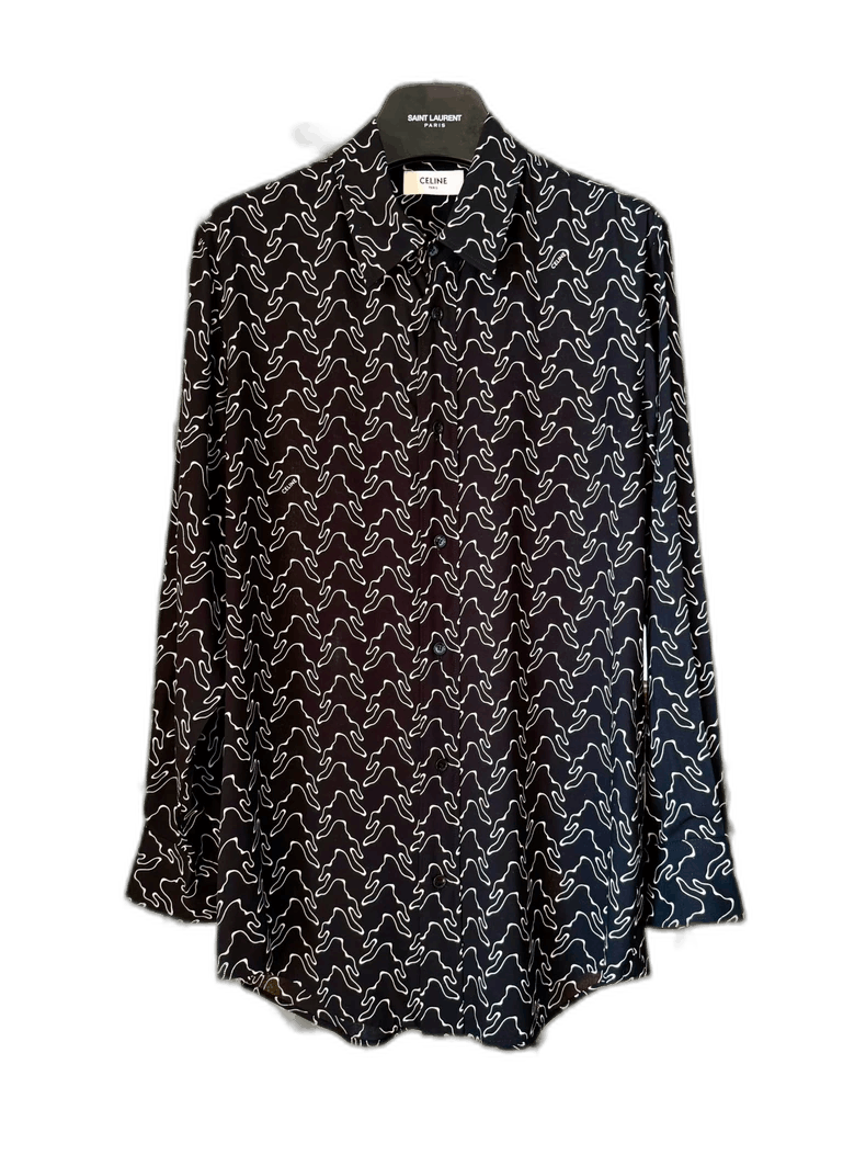 Celine celine 23ss black & white silk shirt Size US S / EU 44-46 / 1 - 1 Thumbnail