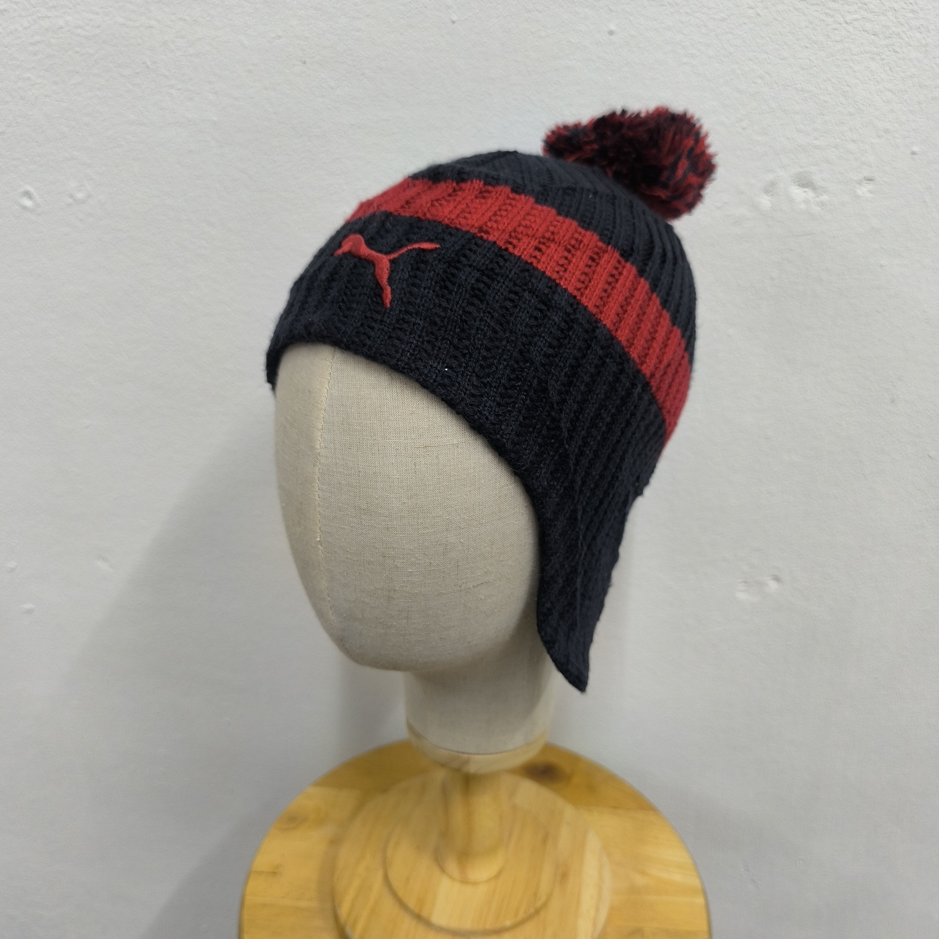 Puma ✨Vintage puma logo stripes earflap beanie hat Size ONE SIZE - 2 Thumbnail
