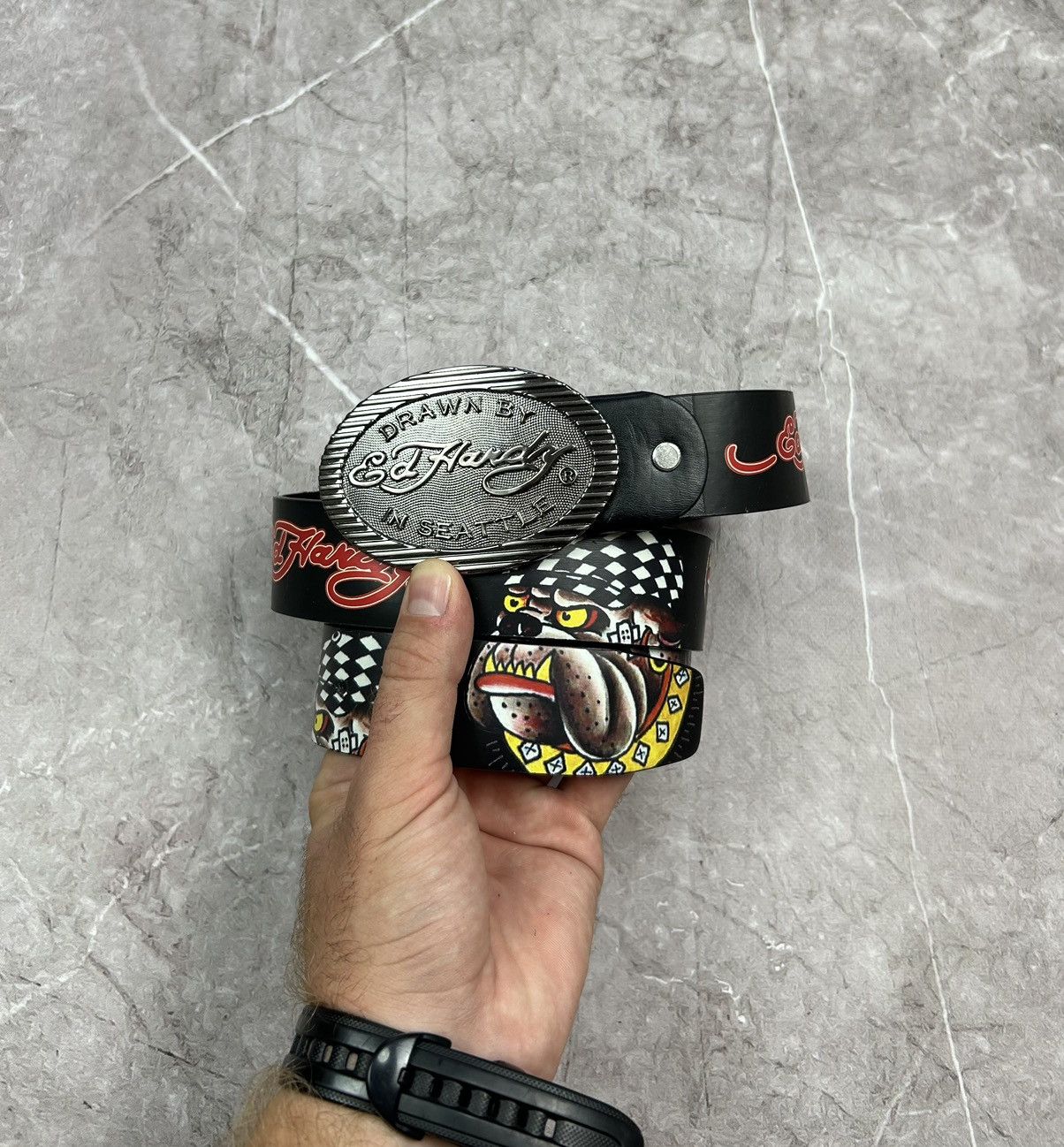 Ed Hardy Ed Hardy Overprint Belt Rhinestones Vintage Drip Y2K Size ONE SIZE - 2 Thumbnail