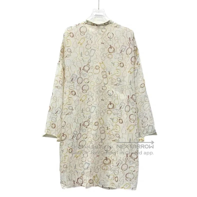 Hermes Hermes Beige Chain Buckle All-Over Print Silk Long Sleeve Size XS / US 0-2 / IT 36-38 - 2 Thumbnail