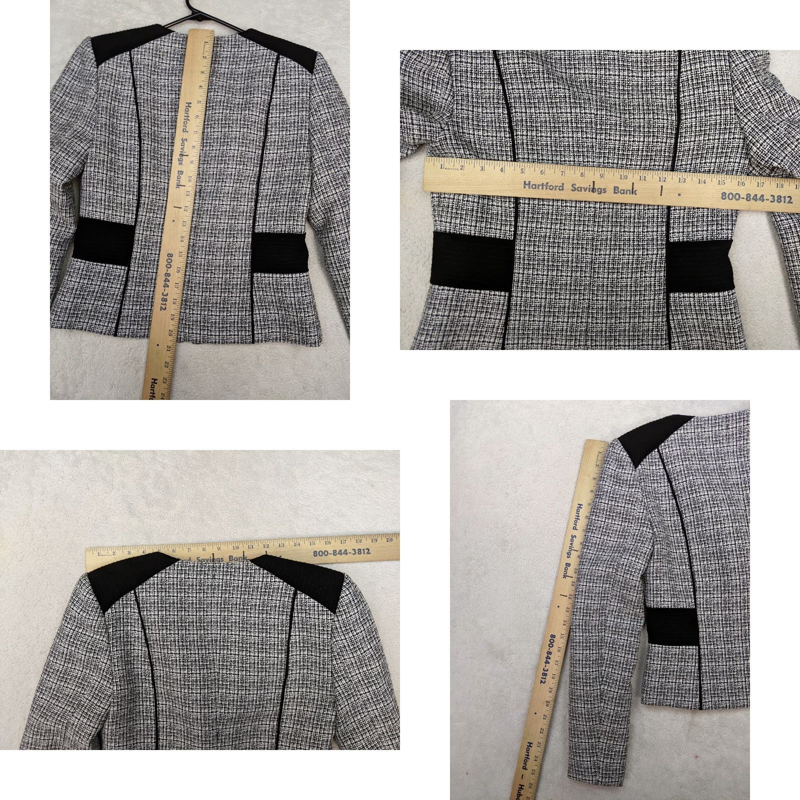 Calvin Klein Calvin Klein Womens 2 Stretch Black White Tweed Full Zip Jacket DK Split Size XXL / US 16-18 / IT 52-54 - 8 Thumbnail