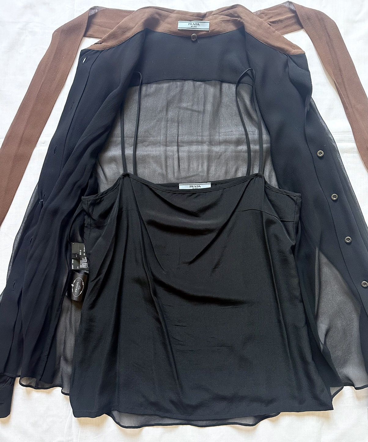 Prada Prada semi-sheer silk blouse with tank top and scarf Size M / US 6-8 / IT 42-44 - 6 Thumbnail