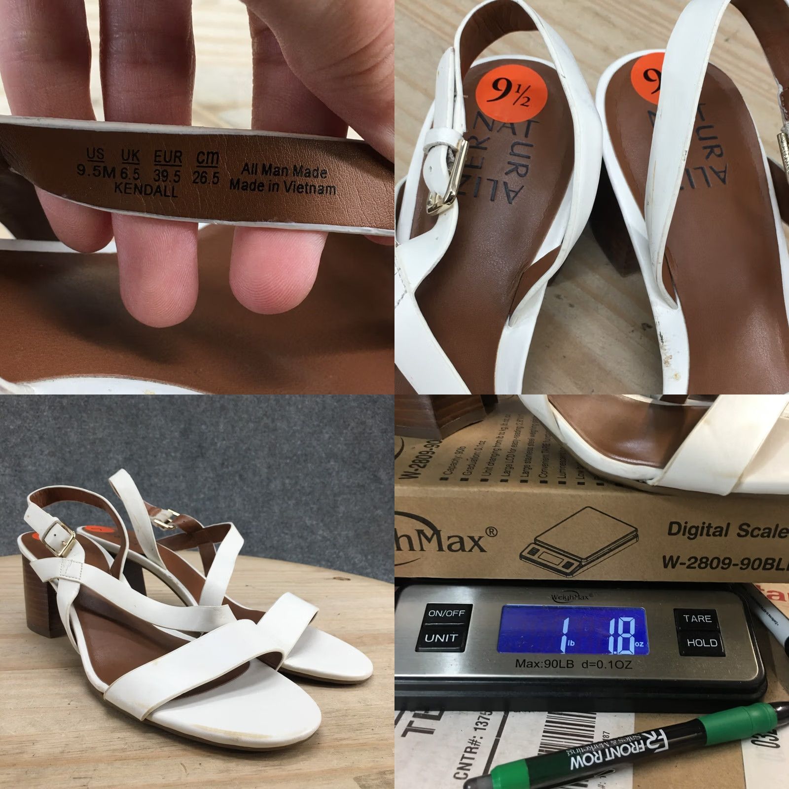 Naturalizer Naturalizer Sandals Womens 9.5M Kendall Slingback White Faux Leather Block Heels Size US 10 / IT 40 - 10 Thumbnail