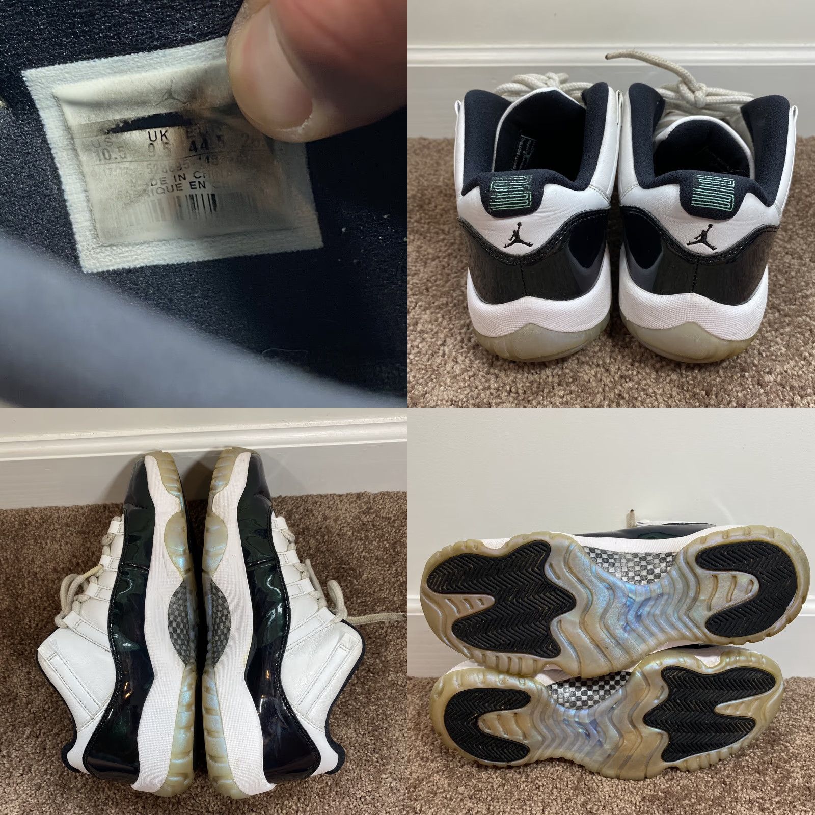 Nike Nike Air Jordan 11 Retro Low Sneakers Mens 10.5 Basketball Casual Low Top Emerald Easter 528895-145 Size US 11 / EU 44 - 8 Thumbnail