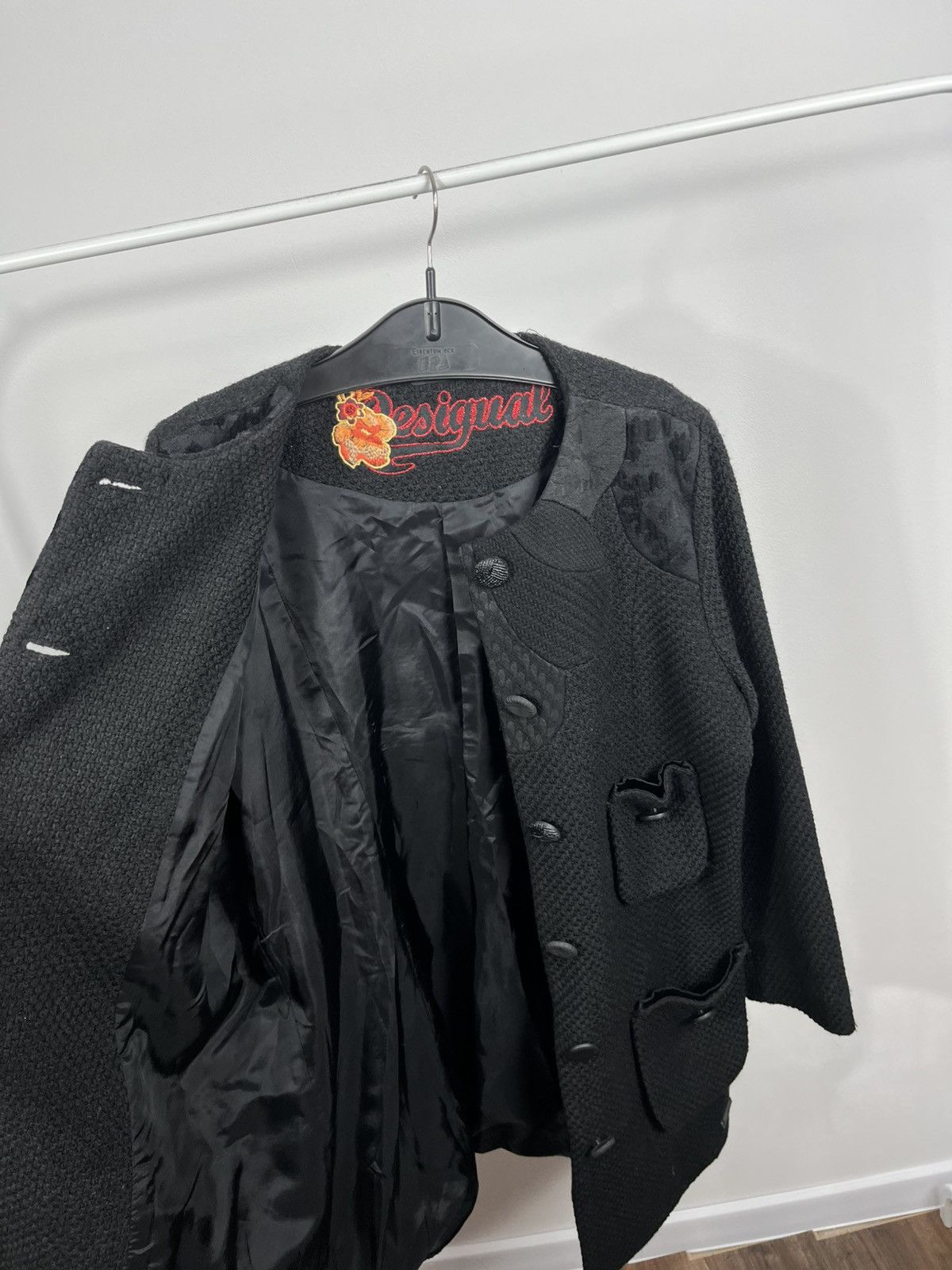 Desigual Desigual black textured long jacket with pockets size 46 Size XL / US 12-14 / IT 48-50 - 8 Thumbnail