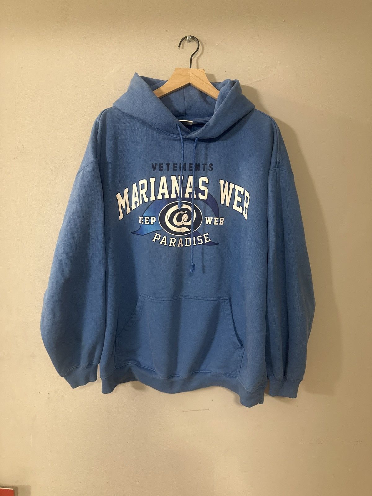 image of {Sold} Vetements Marianas Web Hoodie in Blue, Men's (Size XS)