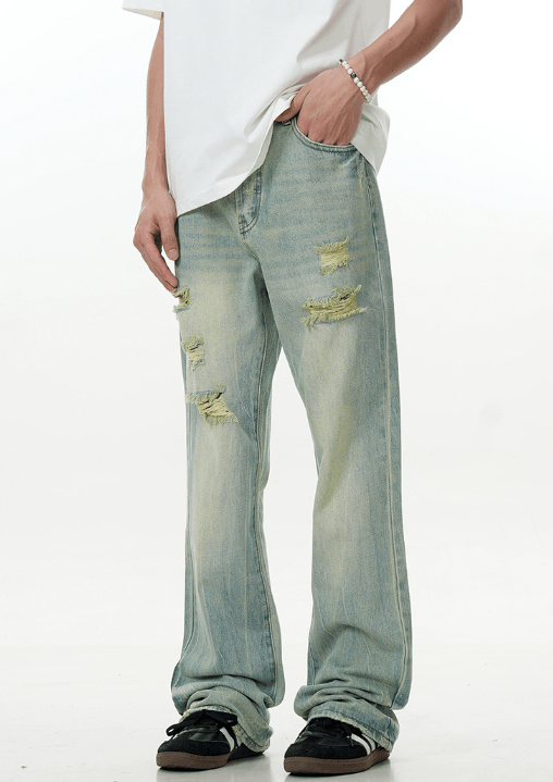 Japanese Brand × Jean American high street washed flared ripped jeans Size US 32 / EU 48 - 2 Thumbnail