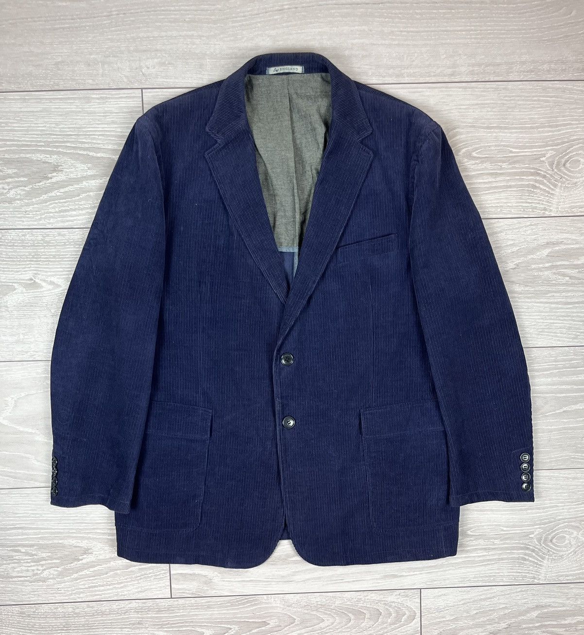 Designer Samuel Windsor England Blue Corduroy Blazer Jacket Size US XL / EU 56 / 4 - 1 Thumbnail