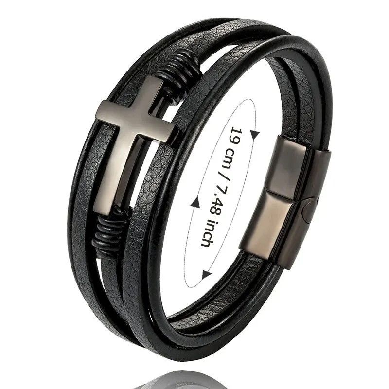 Jewelry × Vintage Multi Layer Braided Leather Cross Bracelet Size ONE SIZE - 3 Thumbnail