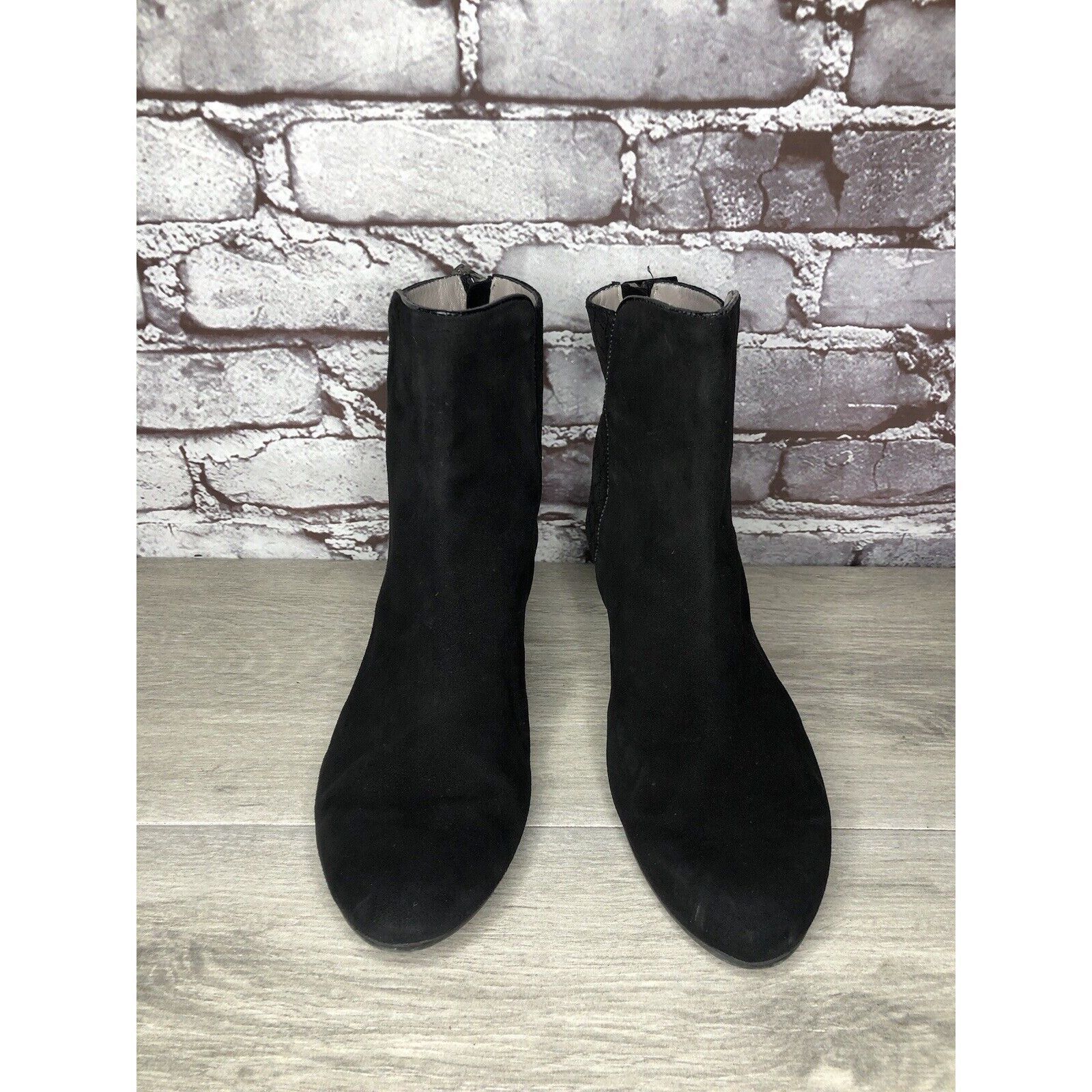Aquatalia Aquatalia Black Suede Leather Wedge Back Zipper Booties Wome Size US 8 / IT 38 - 2 Thumbnail