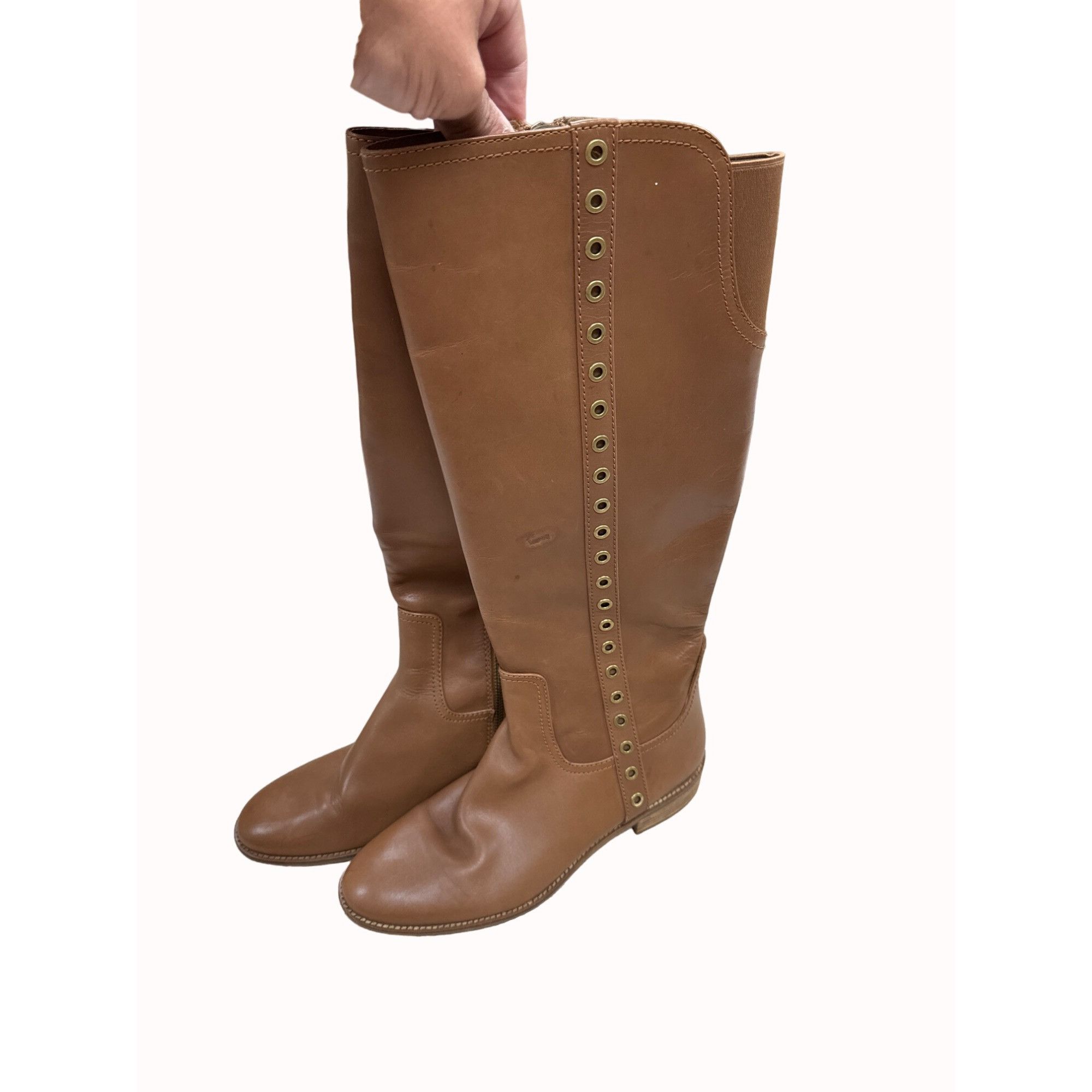 Michael Kors Michael Kors women’s over knee brown studded leather boots s Size US 10 / IT 40 - 14 Thumbnail