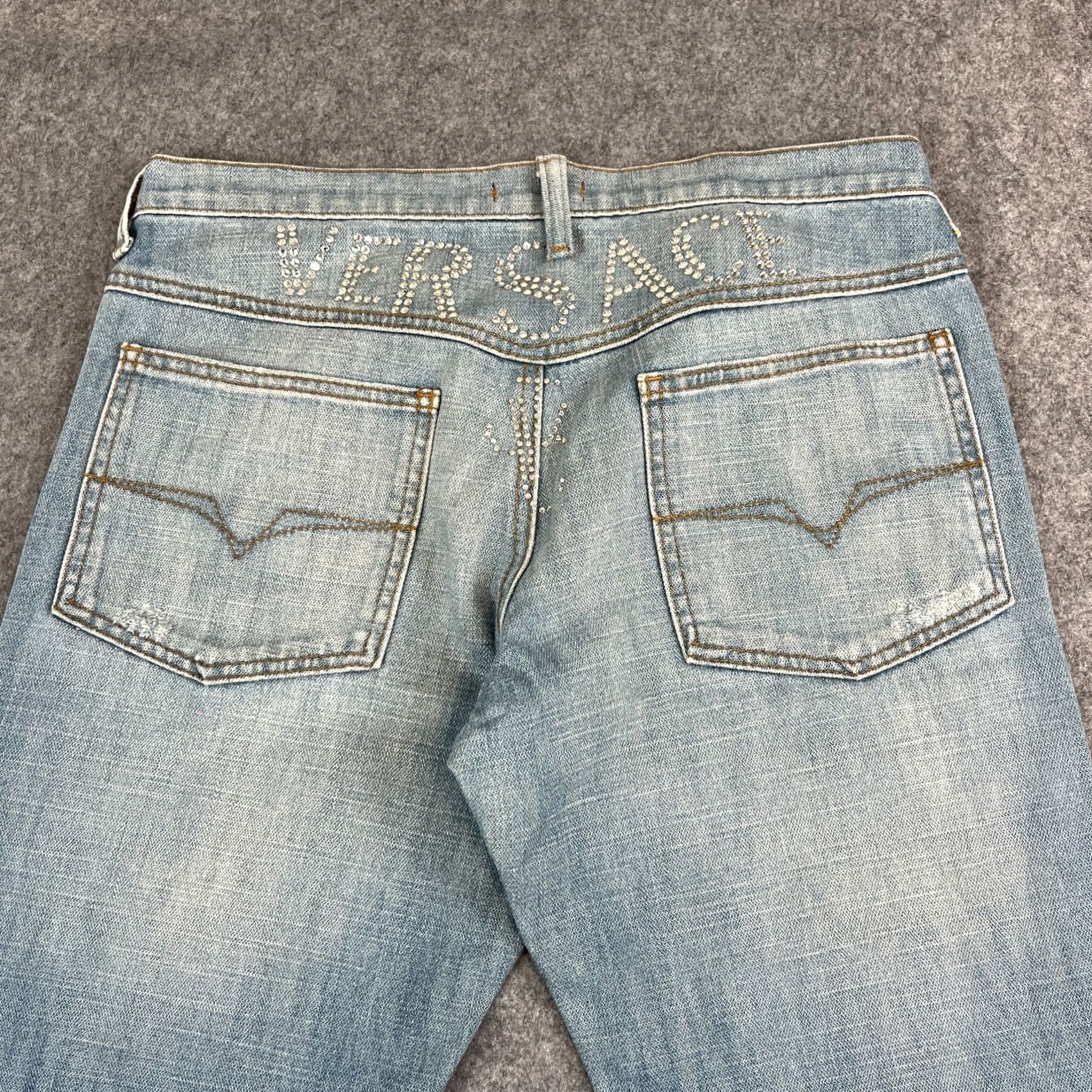 Versace Versace Womens Jeans Baggy Flare 32 28 UK 12 Low Rise Versace Spellout Sequins Jeans Size 34" / US 12 / IT 48 - 3 Thumbnail