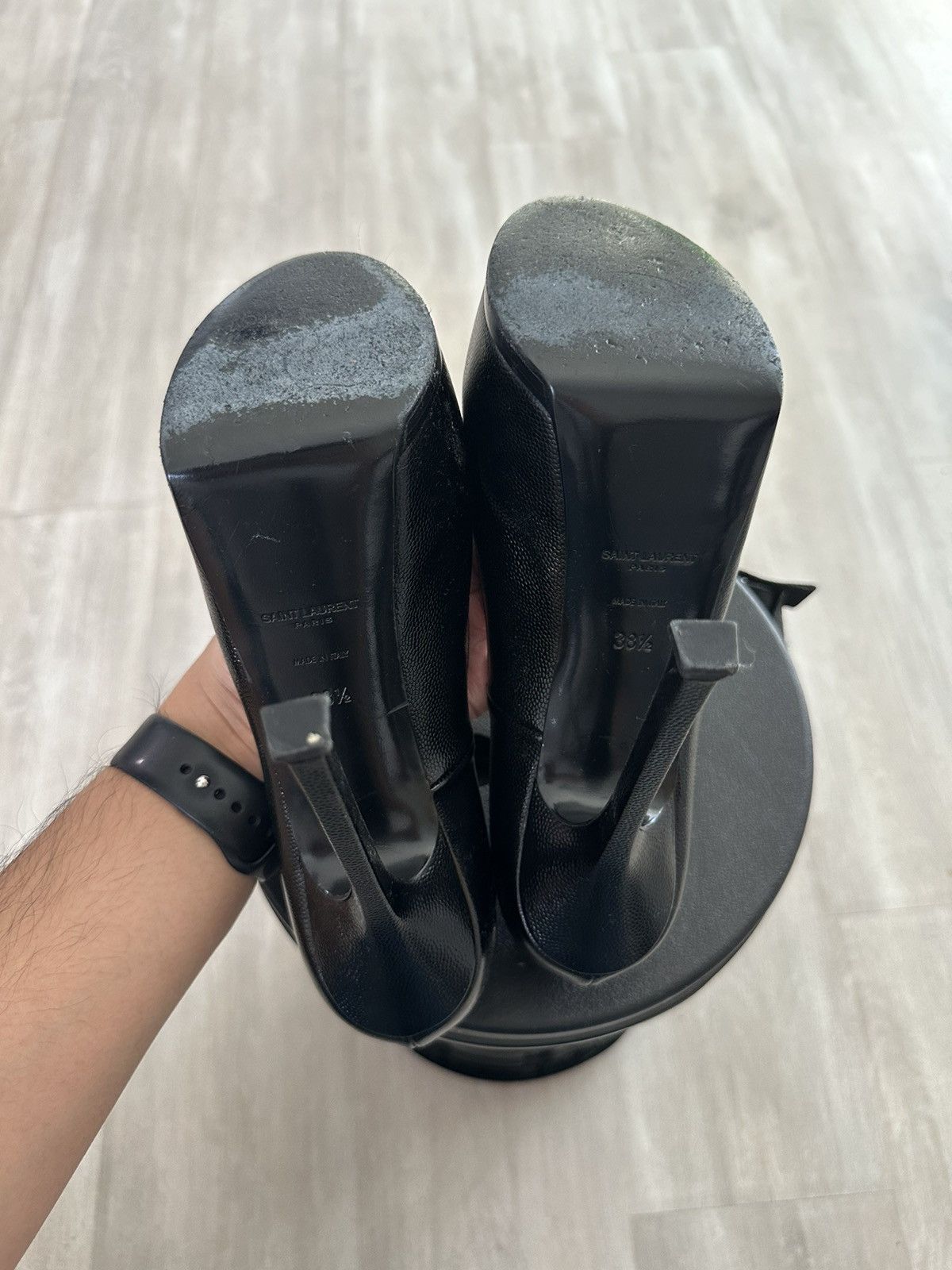 Vintage × Yves Saint Laurent YSL YVES SAINT LAURENT WOMEN'S BLACK PATENT LEATHER TRIBTOO Size US 8 / IT 38 - 4 Thumbnail