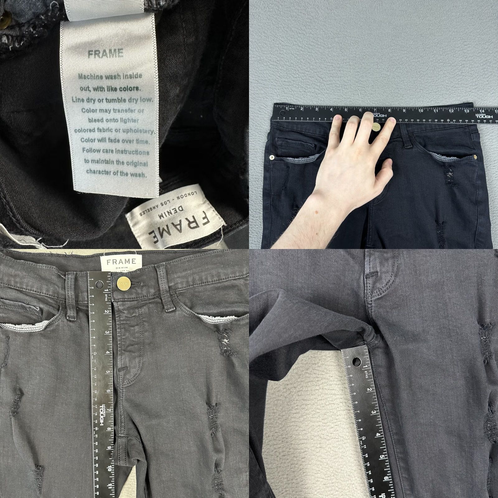 Frame FRAME Le Skinny de Jeanne Jeans Womens 27 Black Denim Distressed EUC Size 27" / US 4 / IT 40 - 9 Thumbnail