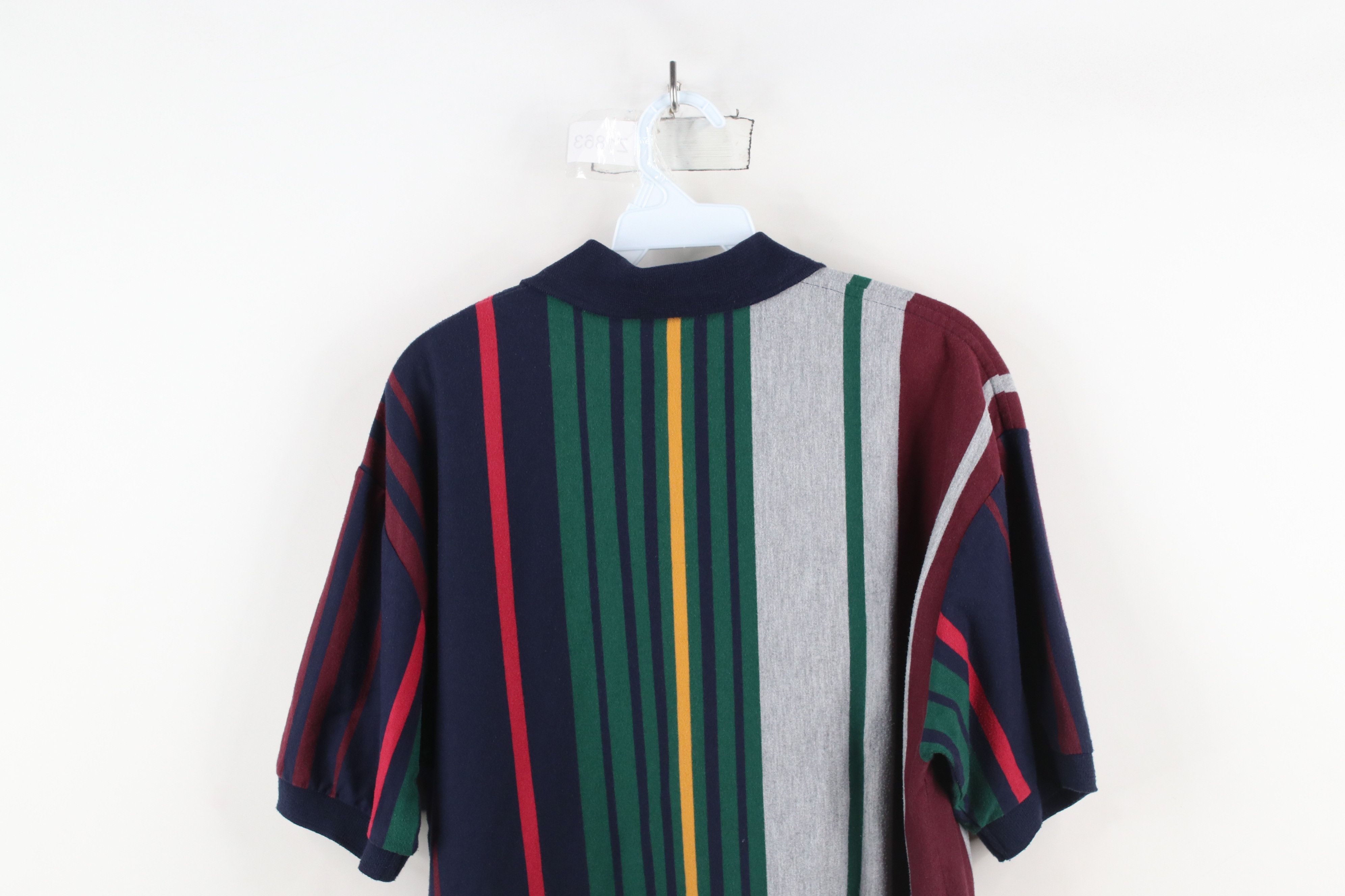 Vintage Vintage 90s Streetwear Rainbow Striped Knit Golf Polo Shirt Size US L / EU 52-54 / 3 - 13 Thumbnail