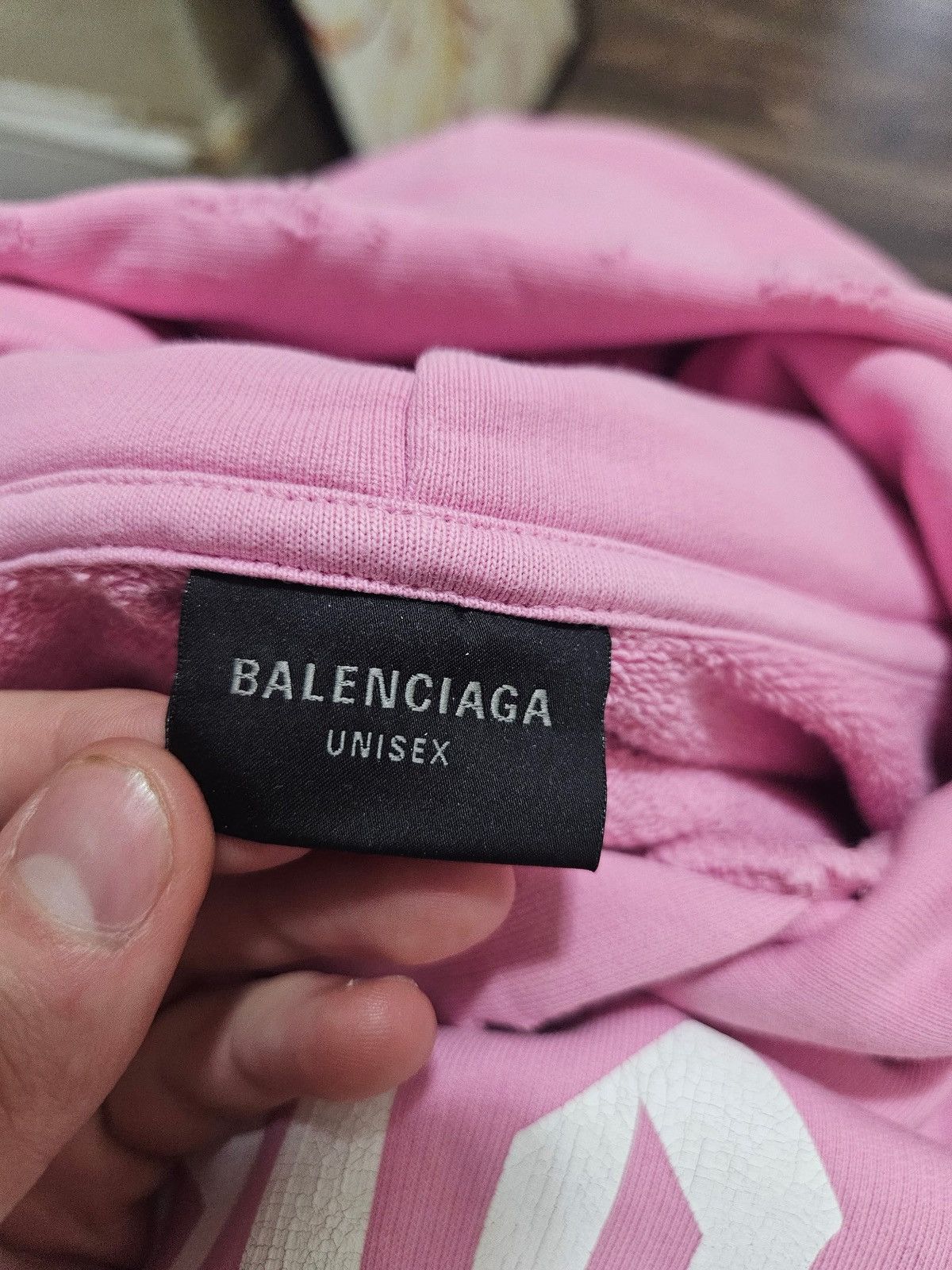 Balenciaga Distressed Pink Nologo Hoodie Size US XS / EU 42 / 0 - 8 Thumbnail