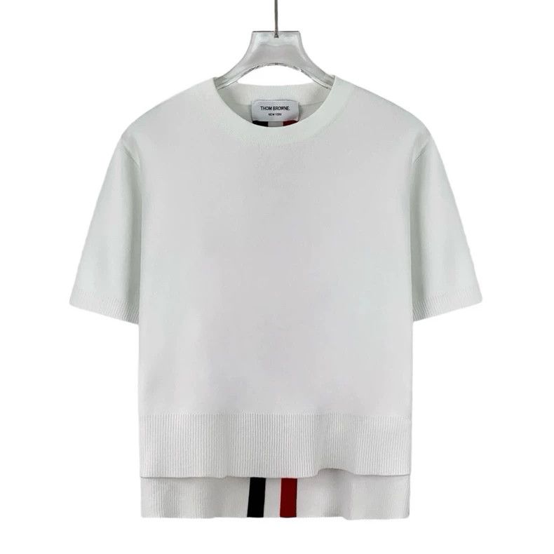 Thom Browne Thom Browne White back striped round neck short sleeves Size XS / US 0-2 / IT 36-38 - 1 Thumbnail