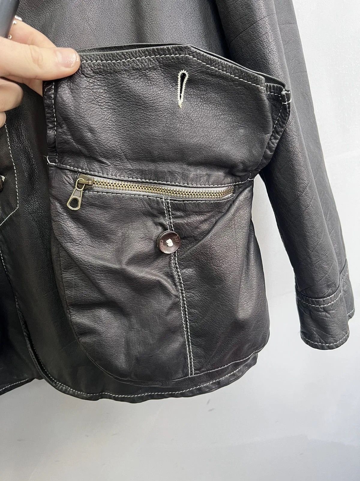 Roberto Cavalli Stitching Roberto Cavalli leather avant garde jacket blazer Size US L / EU 52-54 / 3 - 5 Thumbnail