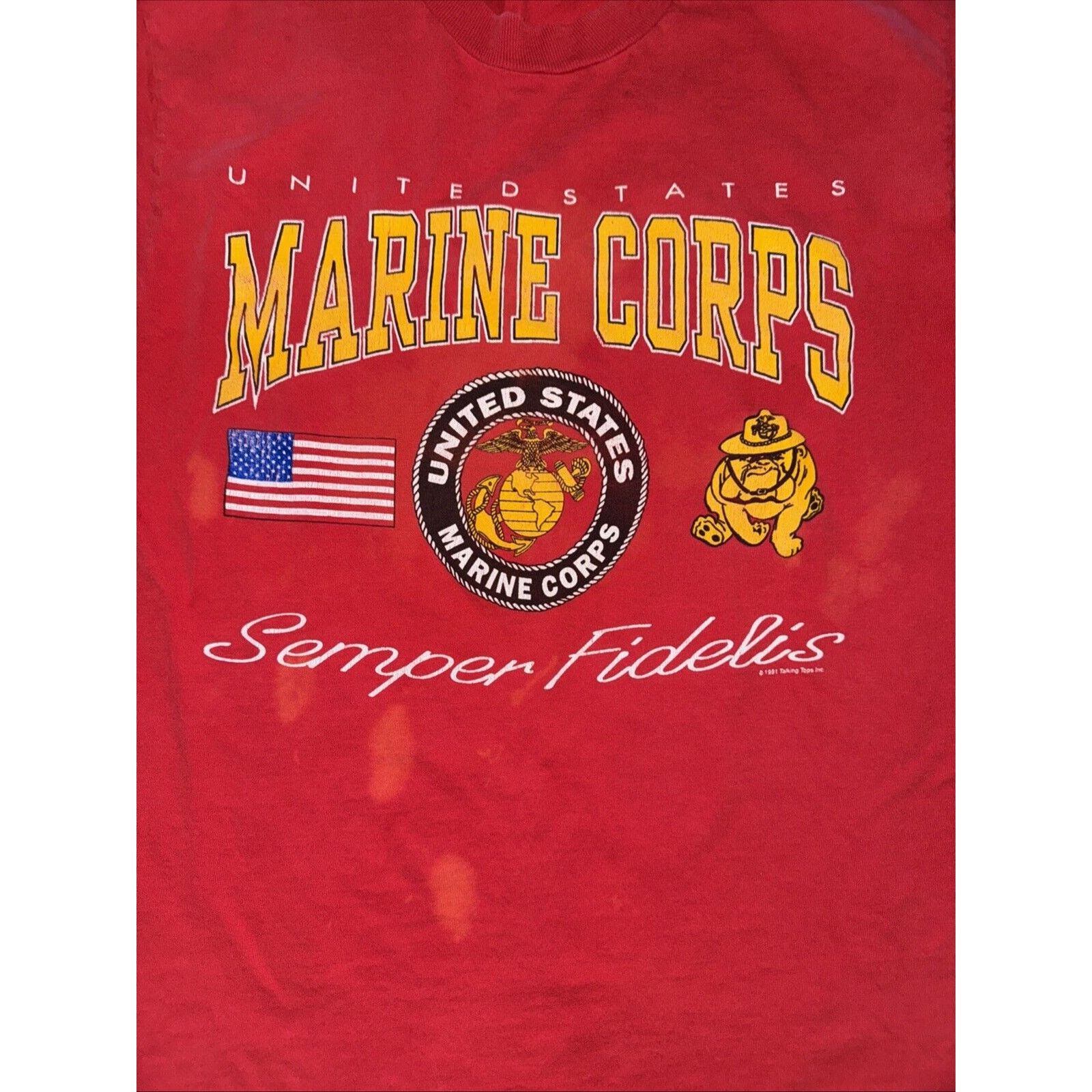 Fruit Of The Loom × Vintage Vintage Marine Corps Single Stitch T-Shirt Red Med 19x26.5 Size US M / EU 48-50 / 2 - 2 Thumbnail