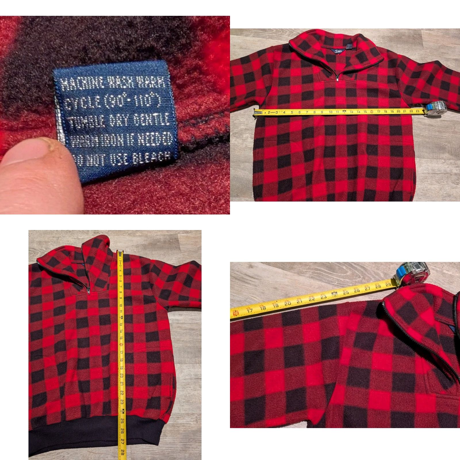 Vintage Vtg Stats Buffalo Plaid Women's 1/4 Zip Pullover Fleece Jacket Size Large Size L / US 10 / IT 46 - 8 Thumbnail