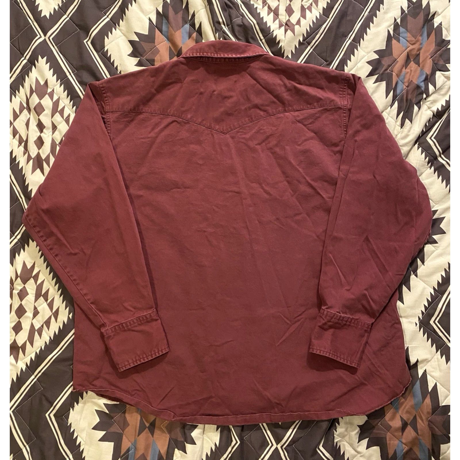 Wrangler VINTAGE Wrangler Brushpopper Pearl Snap Shirt Dark Red Maroon Men’s Size 2XL Size US XXL / EU 58 / 5 - 3 Thumbnail