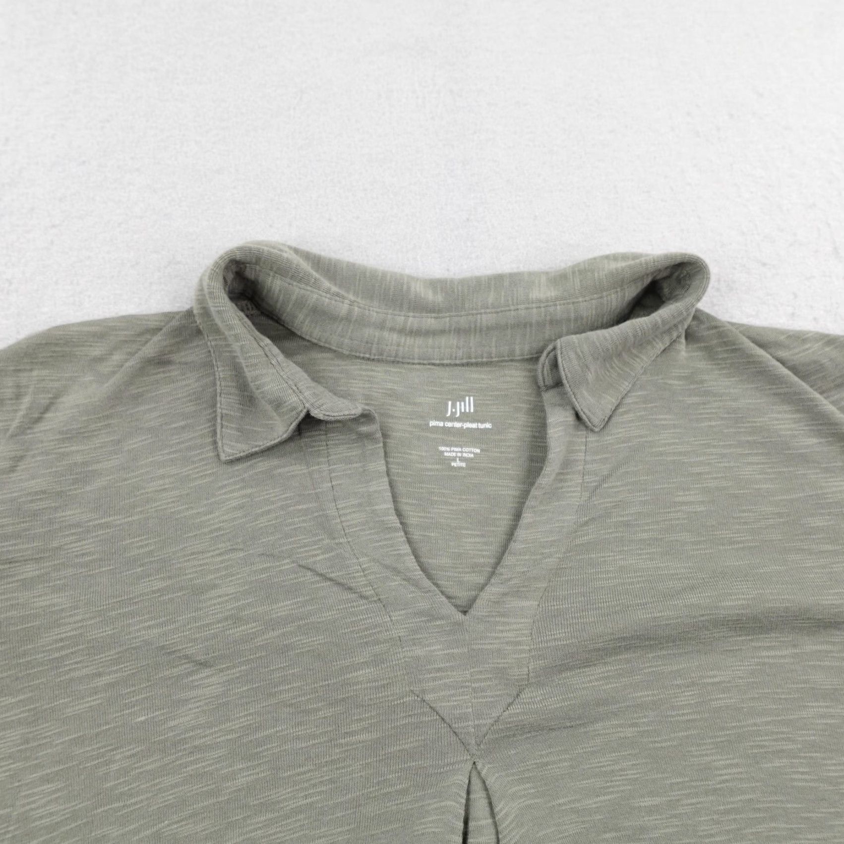 J. Jill VINTAGE J Jill Shirt Womens Large Petite Sage Green Pima Center-Pleat Tunic Popover Top Ladies Linen? Size L / US 10 / IT 46 - 2 Thumbnail
