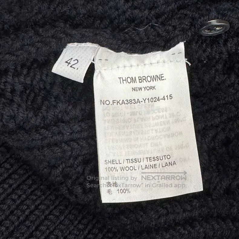 Thom Browne Thom Browne Blue-gray wool sweater with four stripes Size US XS / EU 42 / 0 - 4 Thumbnail