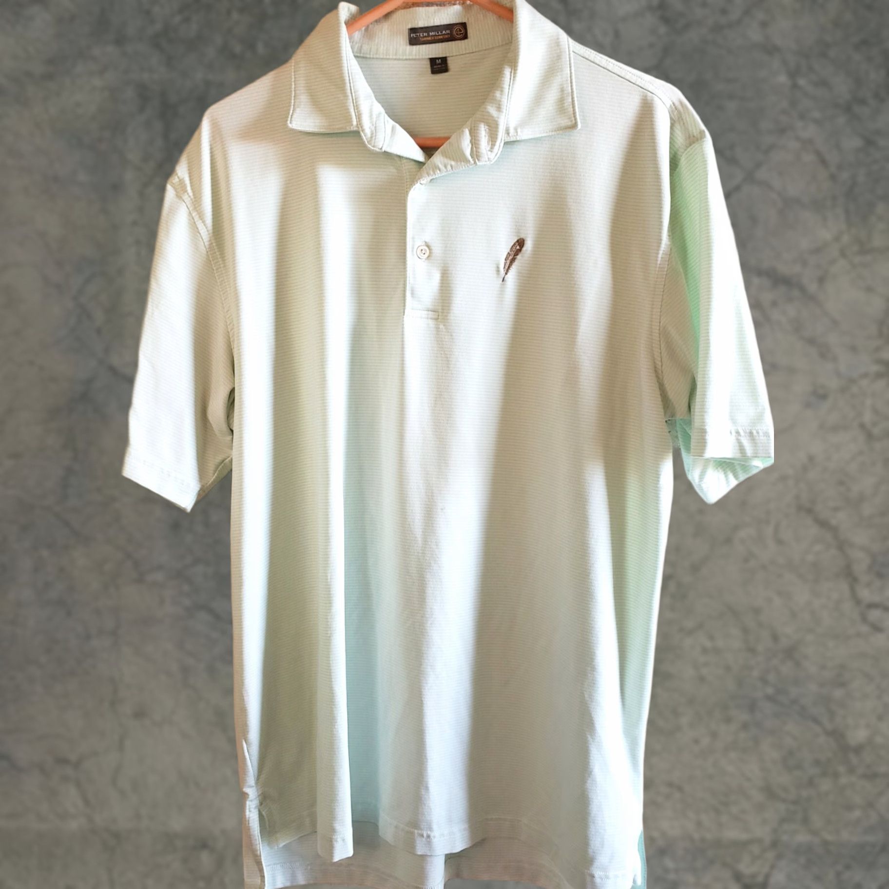 Peter Millar Peter Millar Summer Comfort Shirt Men's M Mint Striped Golf Wicking Polyester Shirt Size US M / EU 48-50 / 2 - 1 Thumbnail