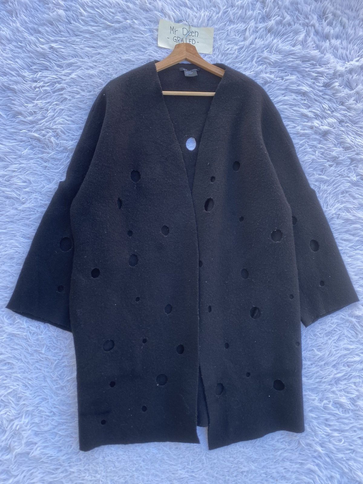 Armani Exchange Rare Armani Exchange Winter Wool Distressed Hole Jacket Size US L / EU 52-54 / 3 - 3 Thumbnail