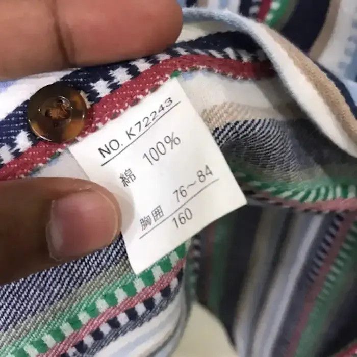 Flannel × Vintage Squeeze Jeans Stripe Design Multicolour style Flannel Shirt Size ONE SIZE - 7 Thumbnail