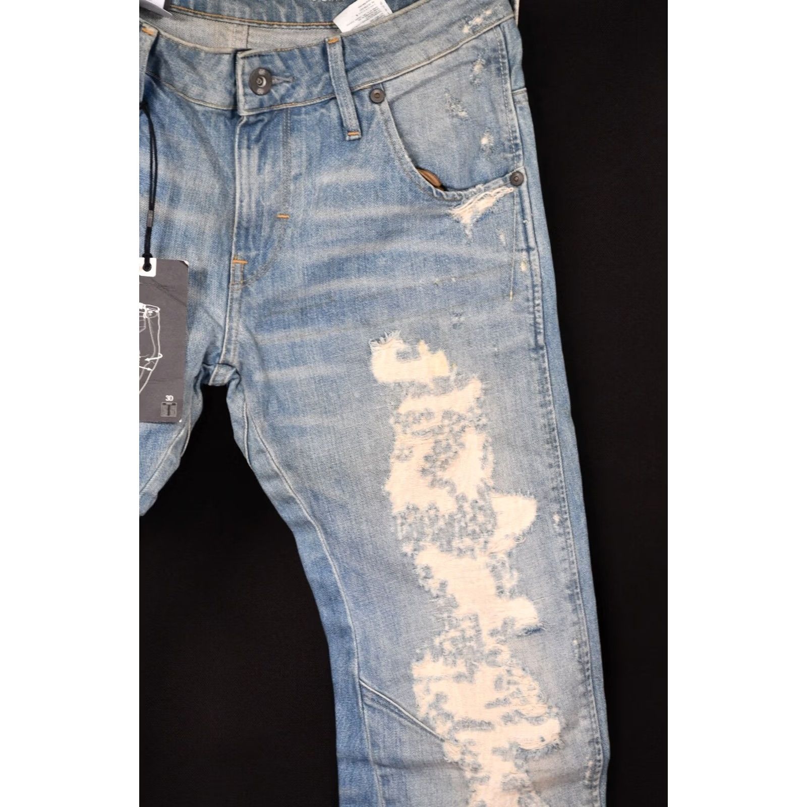 G-Star G-Star Arc 3D Slim Axe Denim LT Aged Heavy Destroy Jeans Mens W30/L32 Blue 5-Pocket Denim Slim Regular Cotton Belt Loop Jeans Size US 30 / EU 46 - 4 Thumbnail