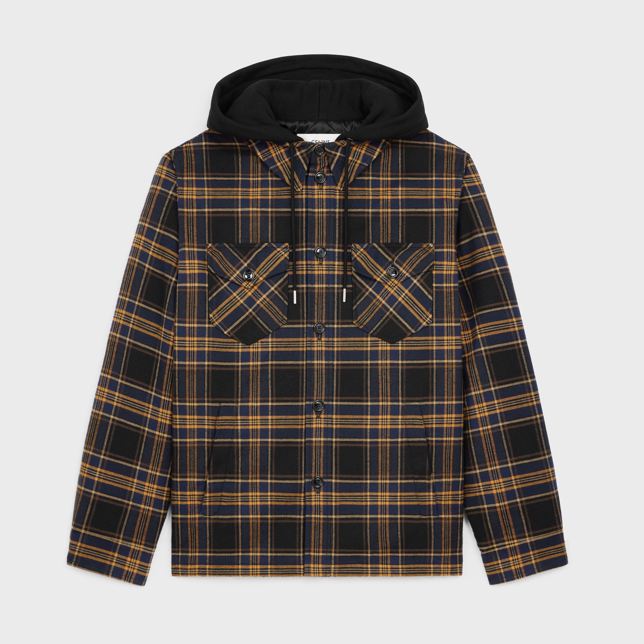 Celine HOODED OVERSHIRT IN CHECKED COTTON MARINE/JAUNE/VANILLE Size US L / EU 52-54 / 3 - 1 Thumbnail