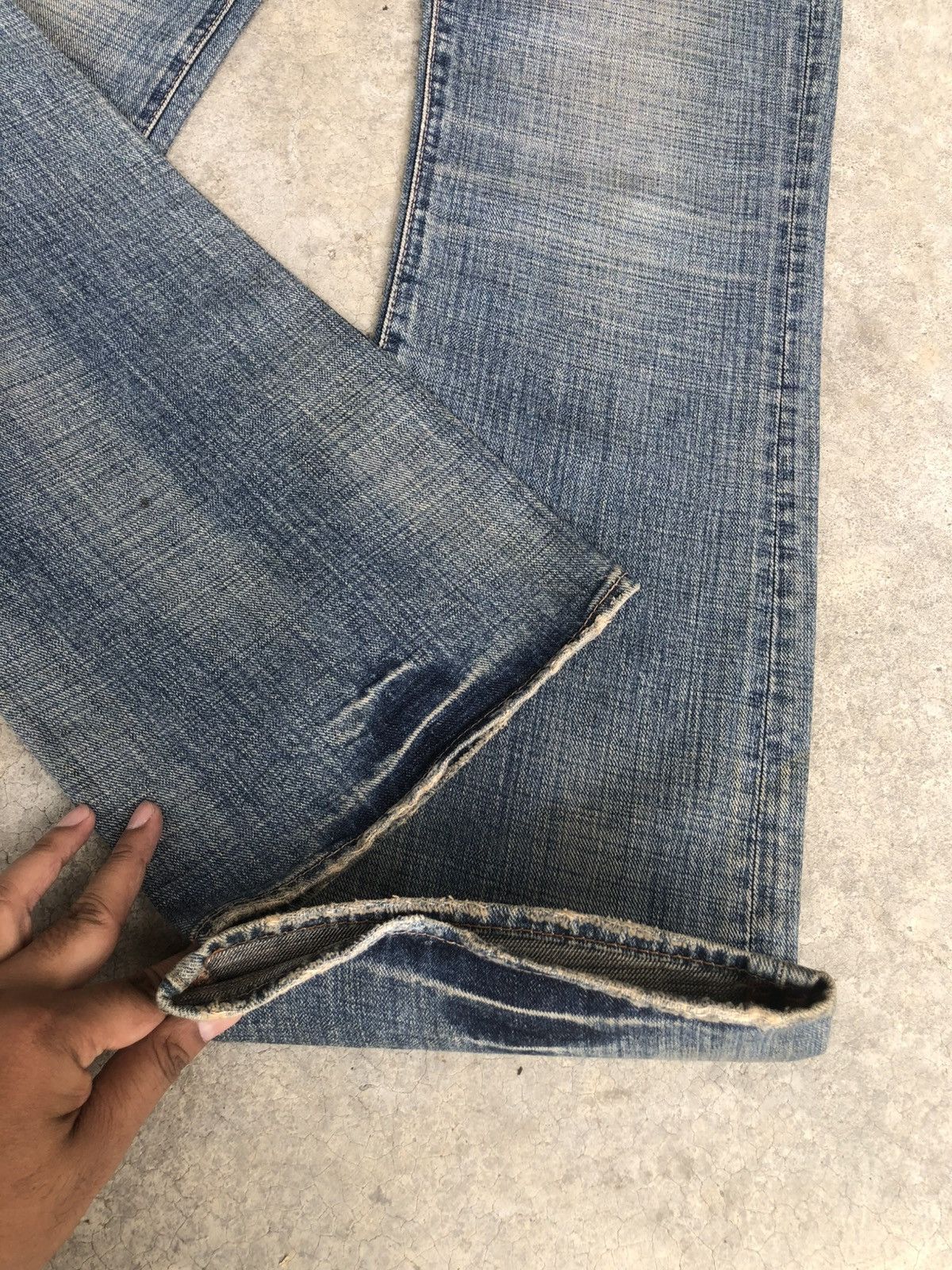 If Six Was Nine Japanese GLHEART Flared Jeans Bootcut Mud Wash Distressed Size US 33 - 17 Thumbnail