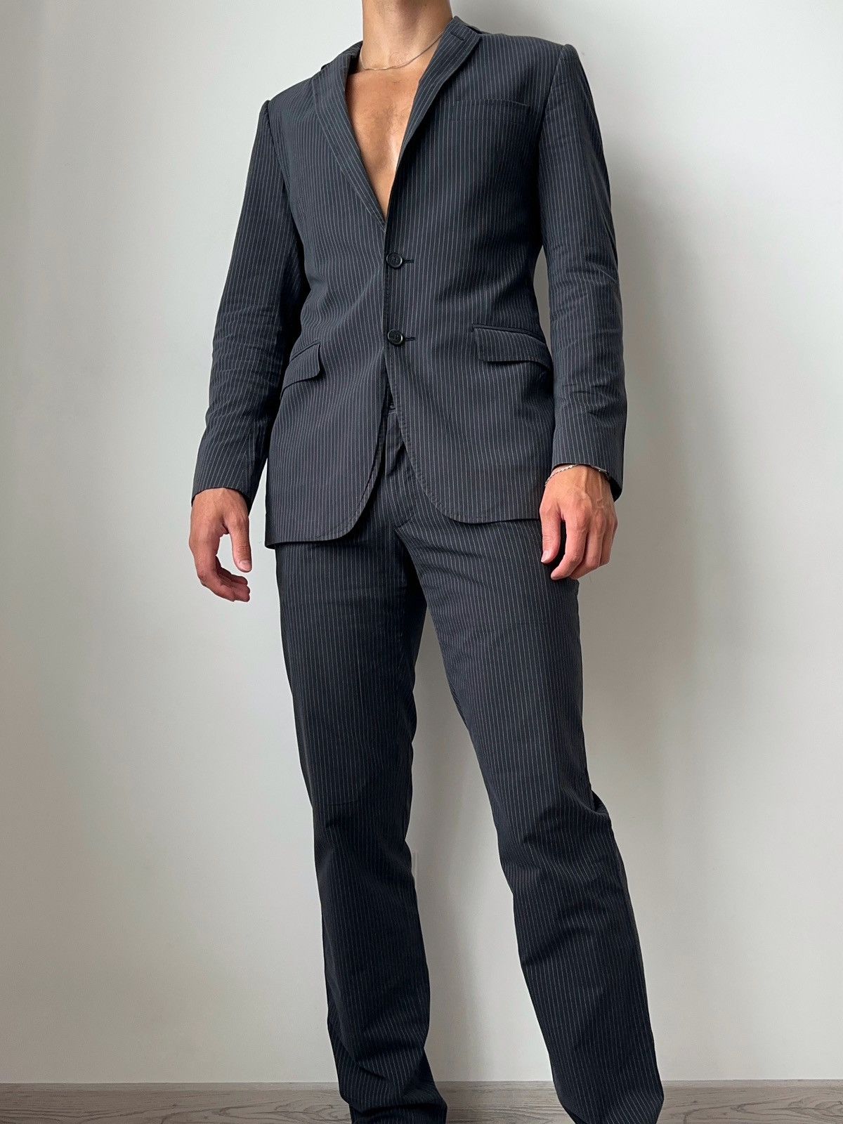 Dolce & Gabbana Vintage Dolce & Gabbana Luxury Striped Suit Blazer Pants Size 48S - 1 Thumbnail