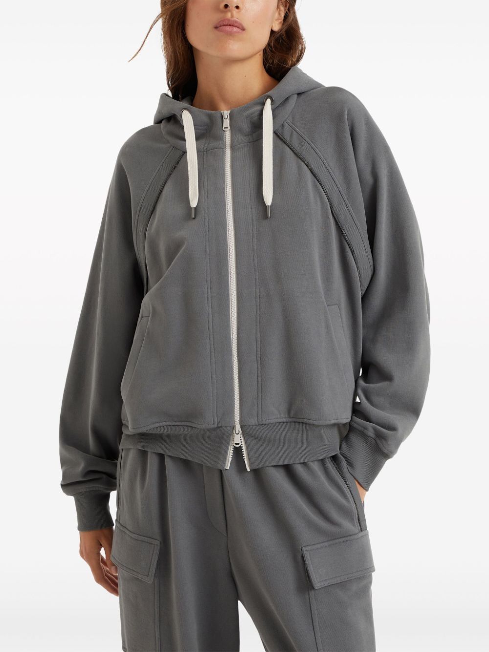 Brunello Cucinelli o1y0825 Hooded Sweatshirt in Lead Size L / US 10 / IT 46 - 3 Thumbnail