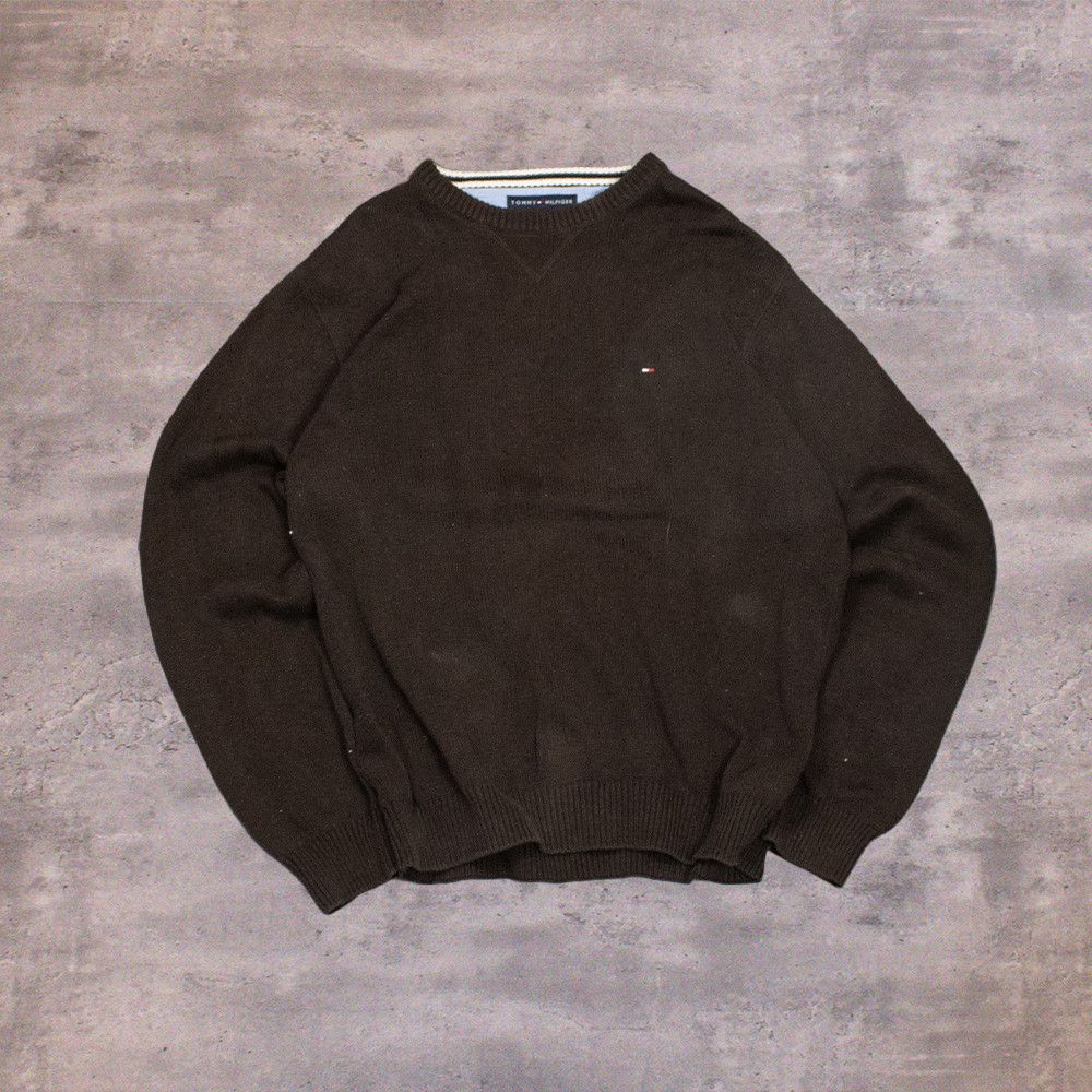 Tommy Hilfiger Y2K 00's Tommy Hilfiger Dirt Brown Knitted Crewneck Sweater Size US M / EU 48-50 / 2 - 1 Thumbnail