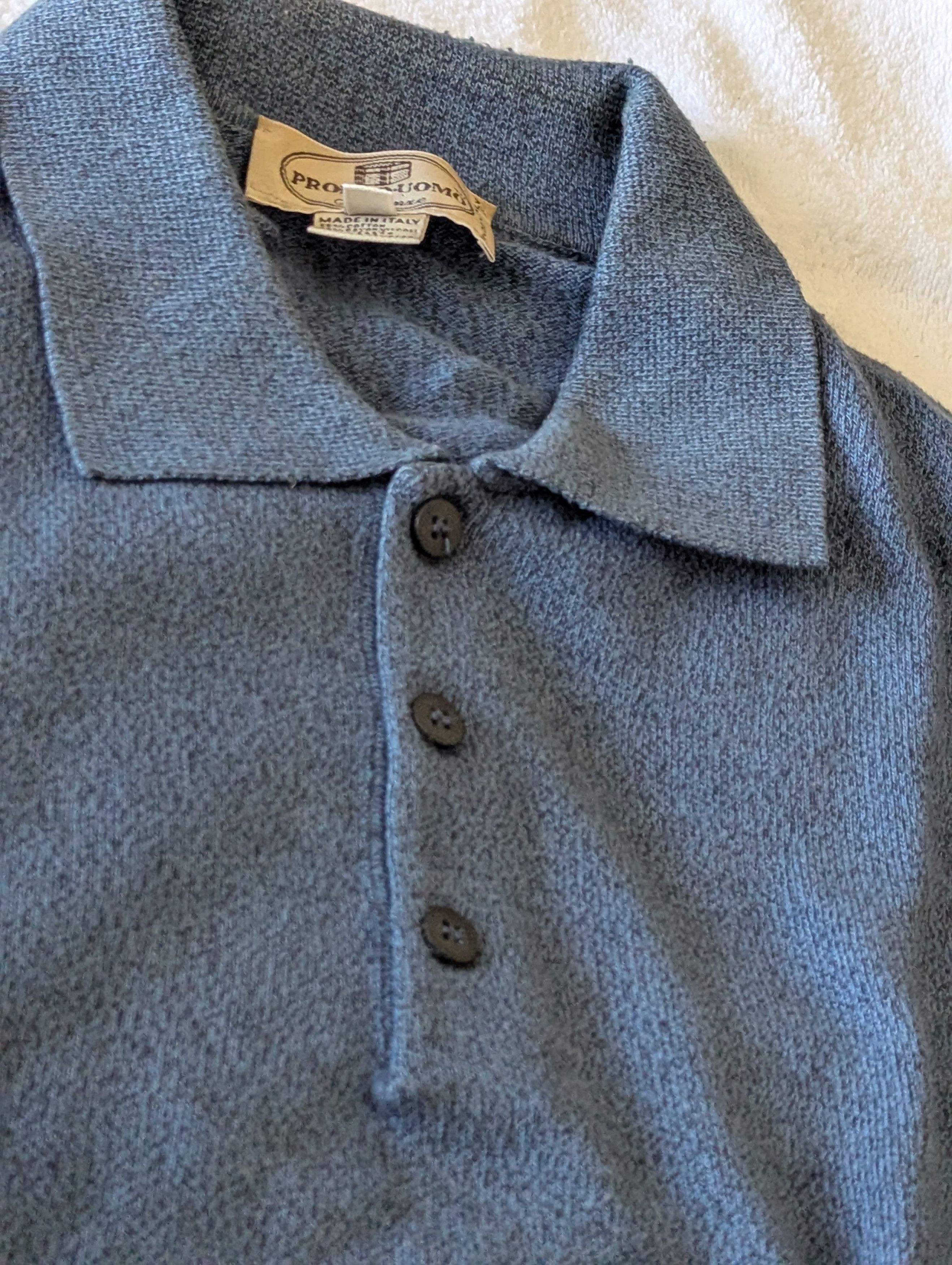 Pronto Uomo Cotton Blue Sweater by Pronto-Uomo Size US L / EU 52-54 / 3 - 2 Thumbnail