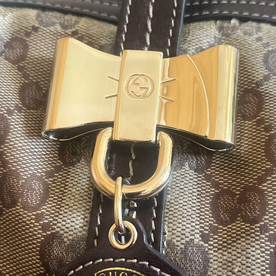 Gucci Gucci - Handbag Heart Ribbon Monogram Brown Leather Size ONE SIZE - 2 Thumbnail