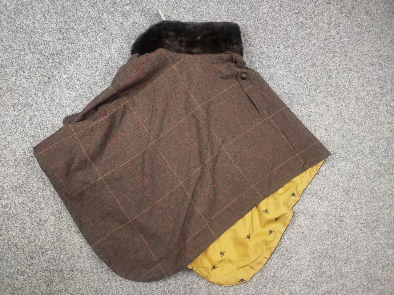 Harris Tweed Joules Hazelwood New Poncho Femme Brown Tweed Fur Jacket Size ONE SIZE - 10 Thumbnail
