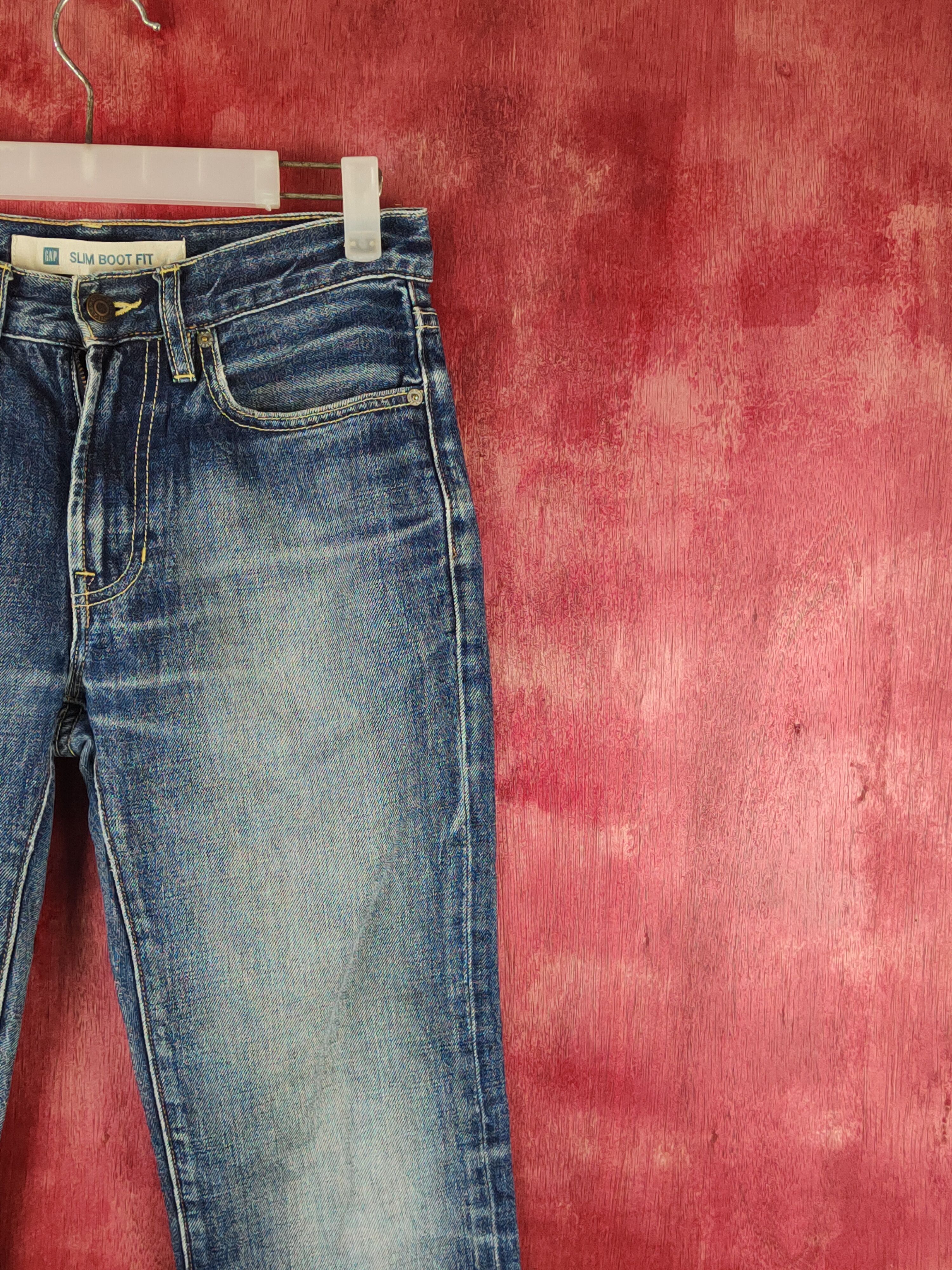 Gap Gap slim boot fit Dark Blue Distressed Ripped Jeans #S2355 Size 28" / US 6 / IT 42 - 5 Thumbnail