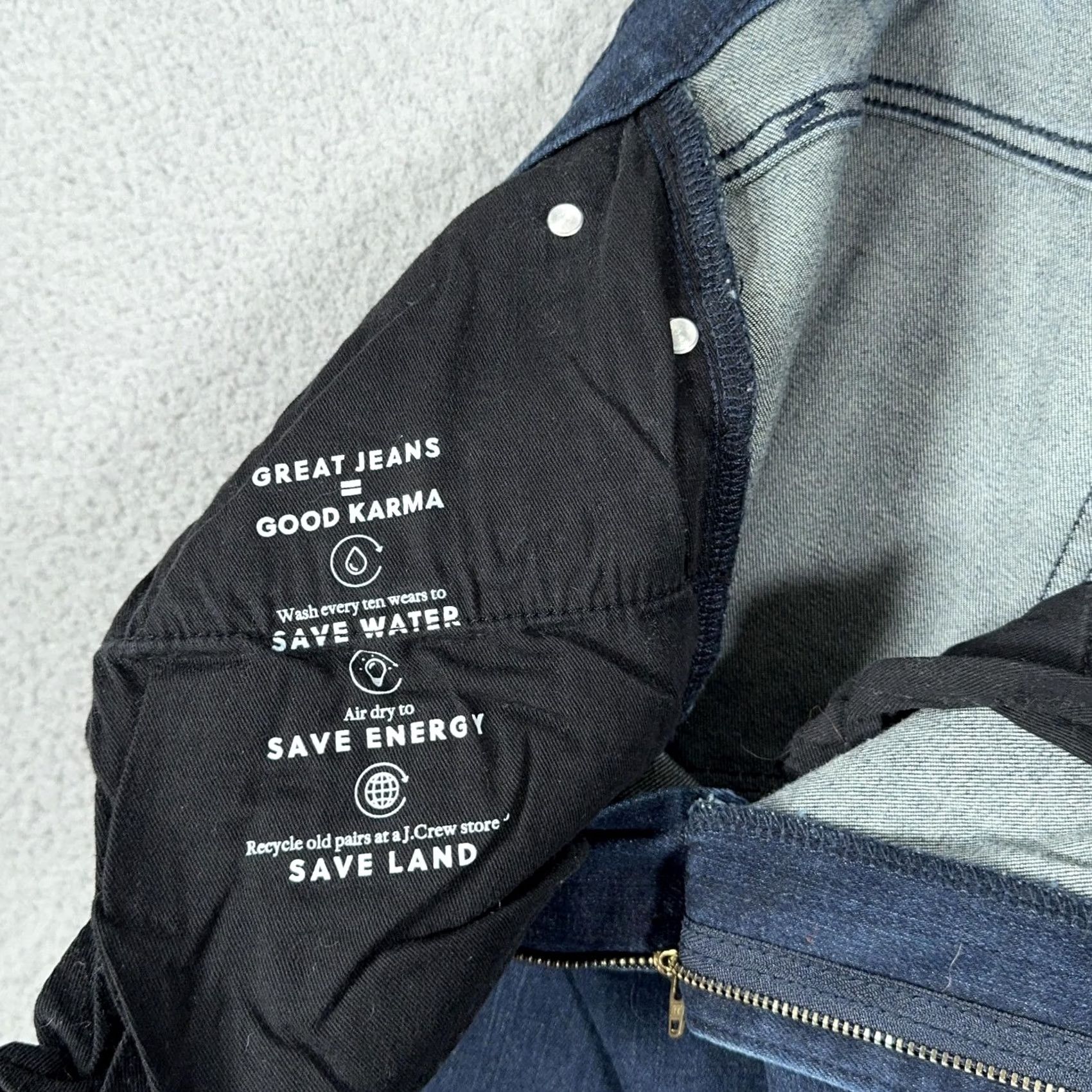J.Crew J.CREW 770 Straight Jeans Mens Blue Dark Wash 35x29 Stretch Denim Cotton Blend Pockets Zip Fly Button Closure Size US 35 - 6 Thumbnail