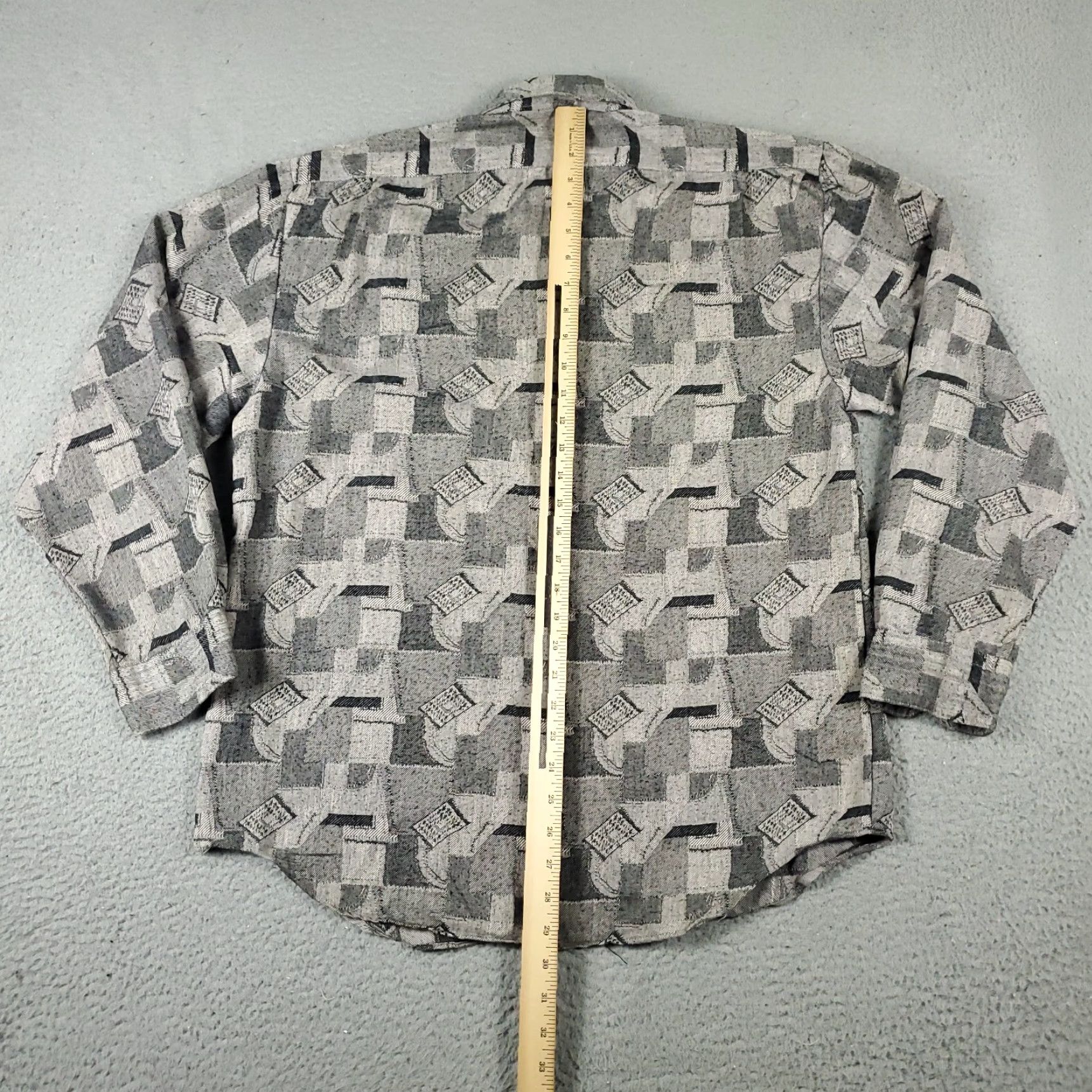 BUGATCHI Bugatchi Uomo Button-Up Shirt Mens Large Gray Geometric Long Sleeve Size US L / EU 52-54 / 3 - 5 Thumbnail
