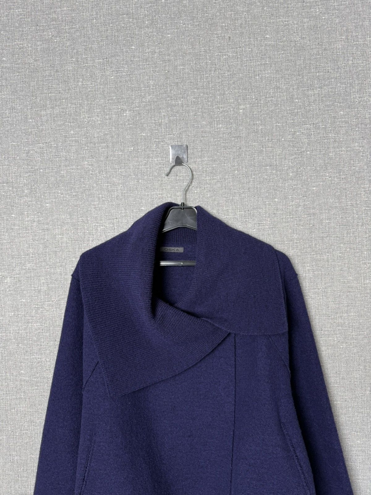 OSKA Oska Boiled Wool Jacket Shawl Collar Deep Navy Cropped Coat Size M / US 6-8 / IT 42-44 - 2 Thumbnail
